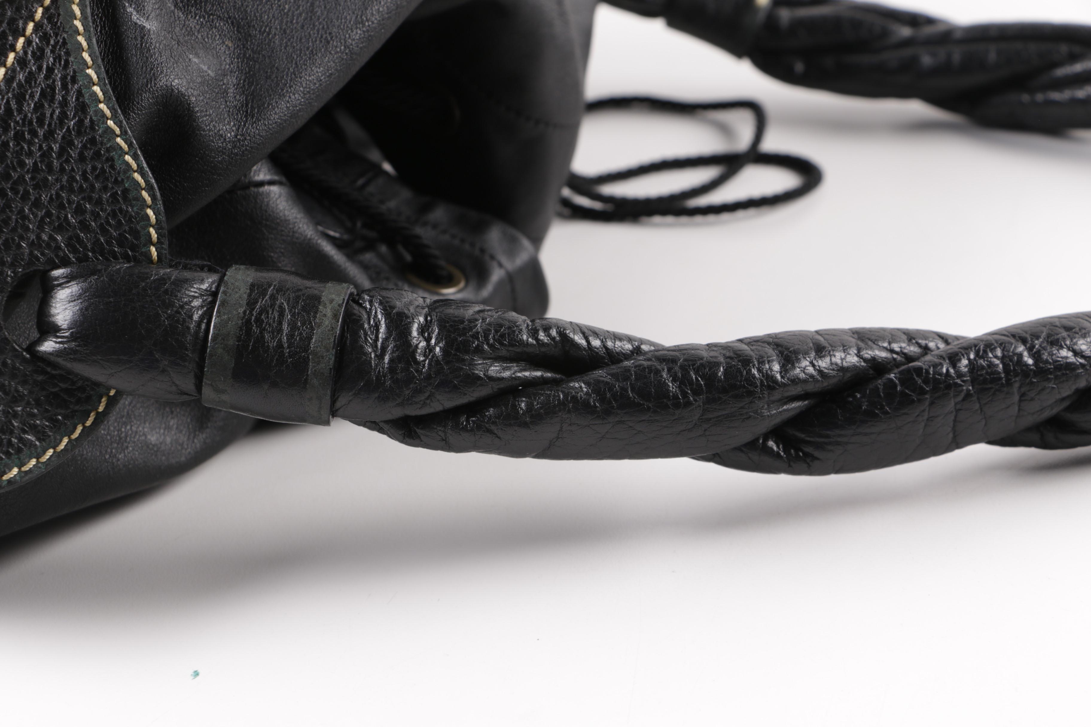 Fendi Black Leather Bucket Handbag