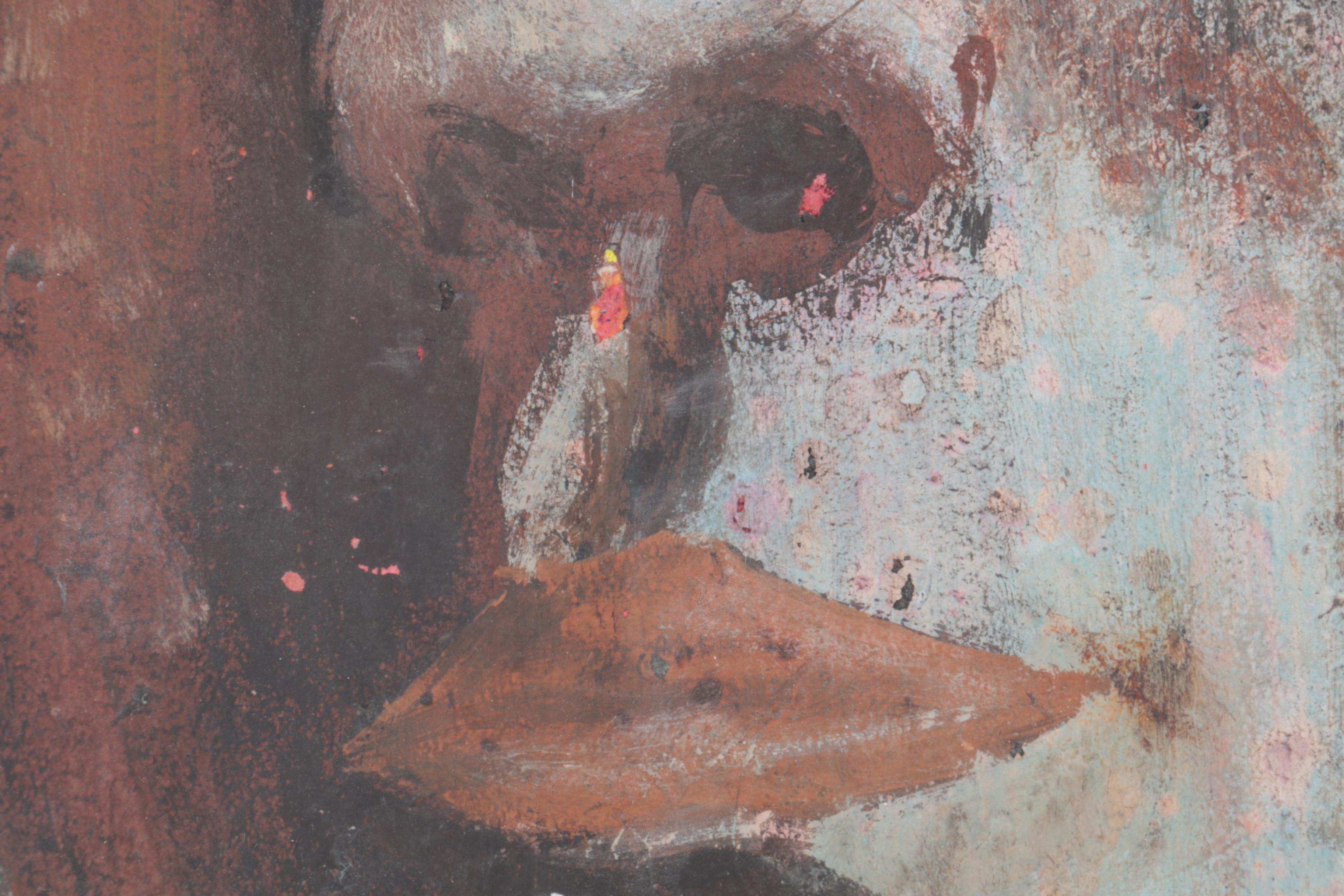 Gouache Painting of a Face Attributed to Herbert Spangenberg