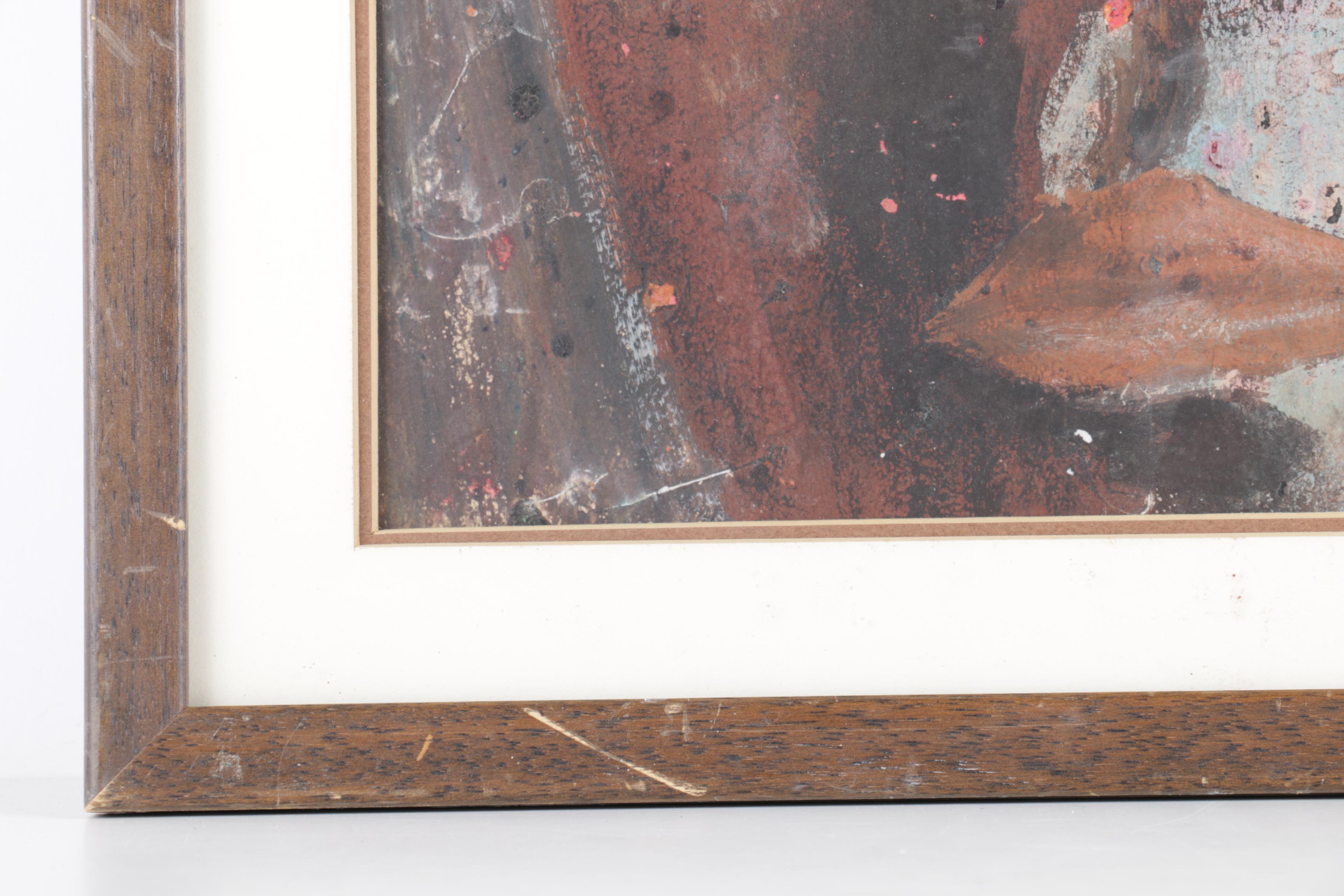 Gouache Painting of a Face Attributed to Herbert Spangenberg