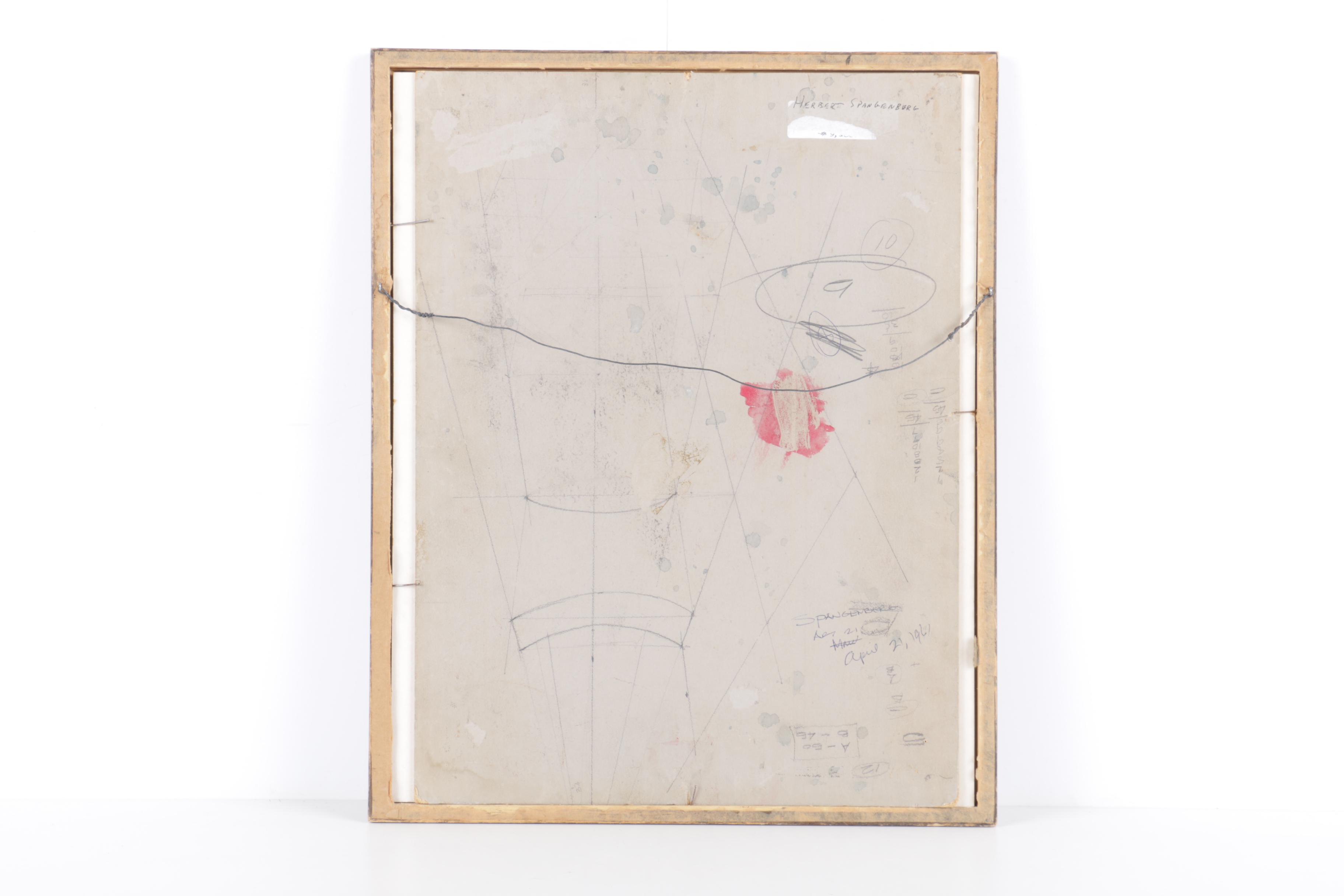 Gouache Painting of a Face Attributed to Herbert Spangenberg