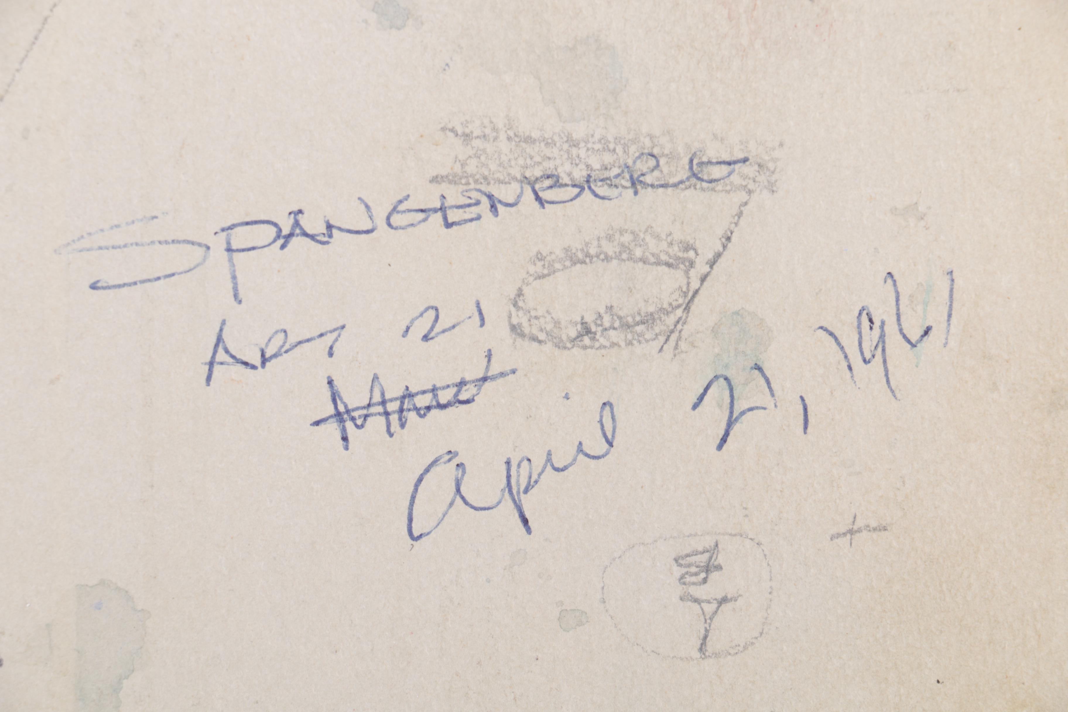 Gouache Painting of a Face Attributed to Herbert Spangenberg