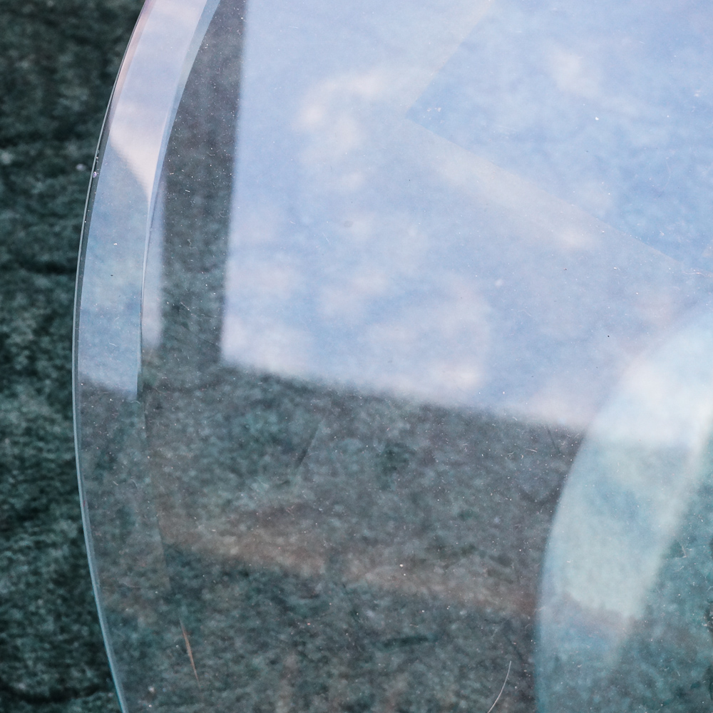 Glass Coffee Table with Spiral Stacked Base