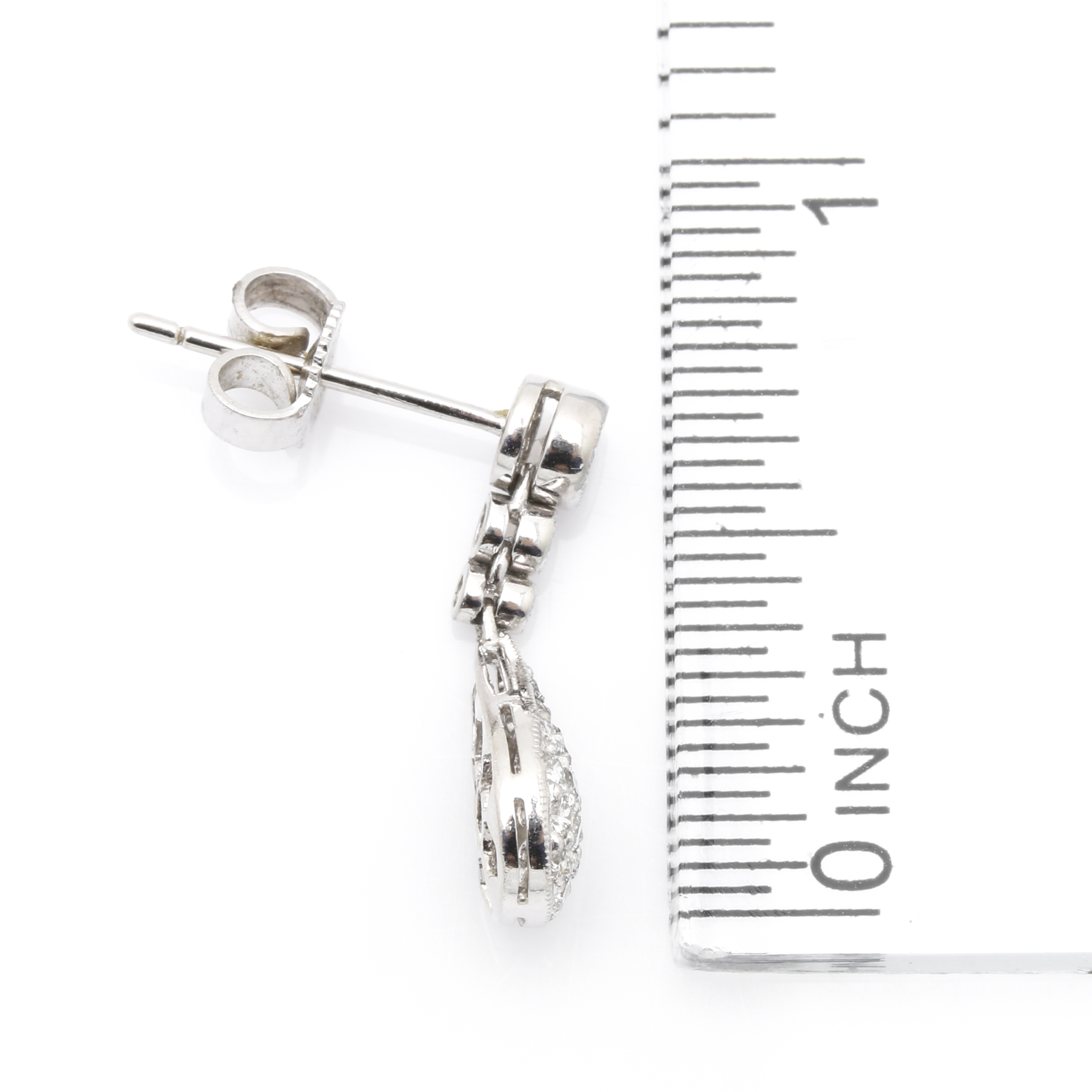 14K White Gold Diamond Dangle Earrings