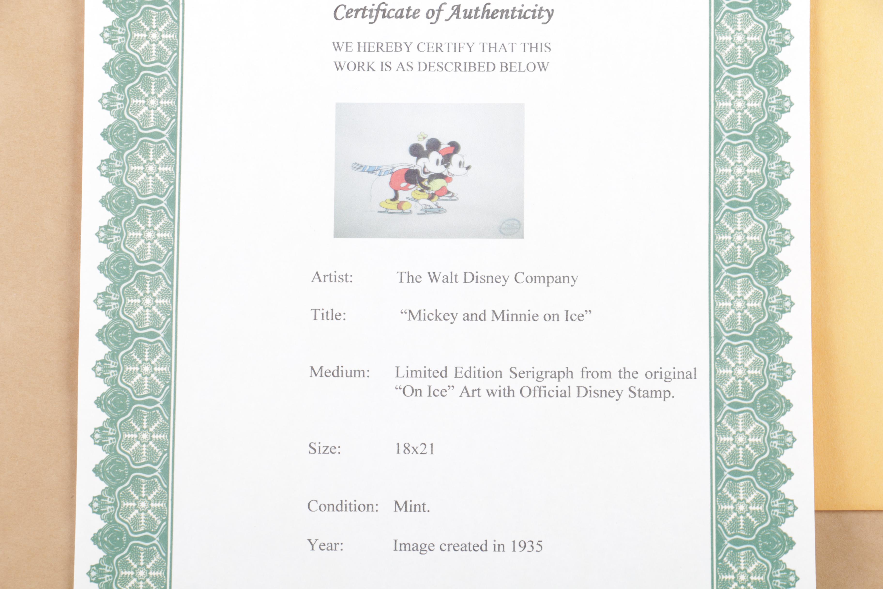 Disney Sericel "Mickey and Minnie on Ice"