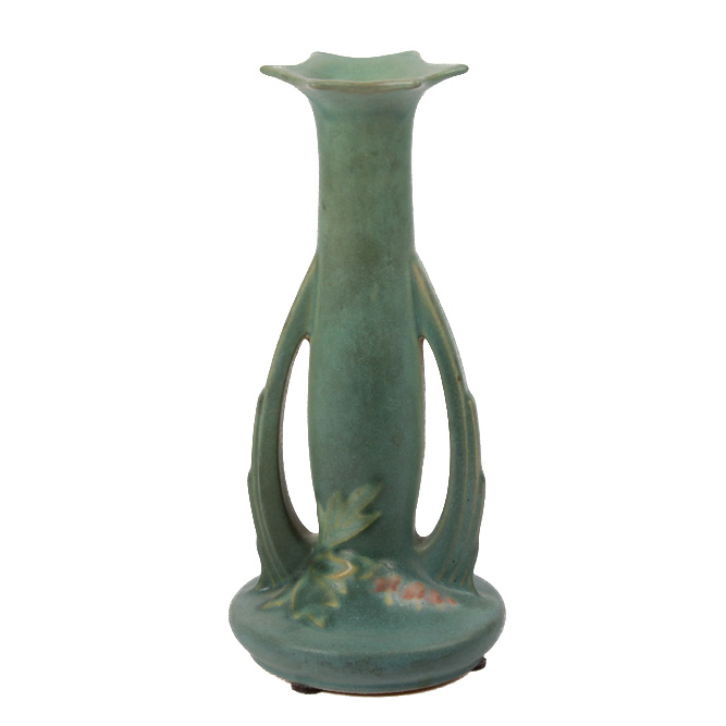 Vintage Roseville Pottery "Bleeding Heart" Green Vase