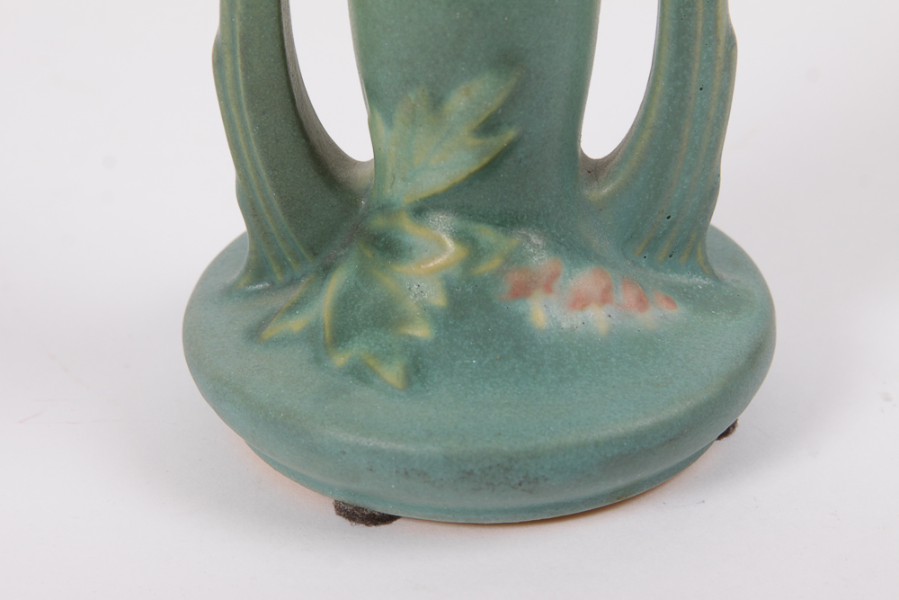 Vintage Roseville Pottery "Bleeding Heart" Green Vase