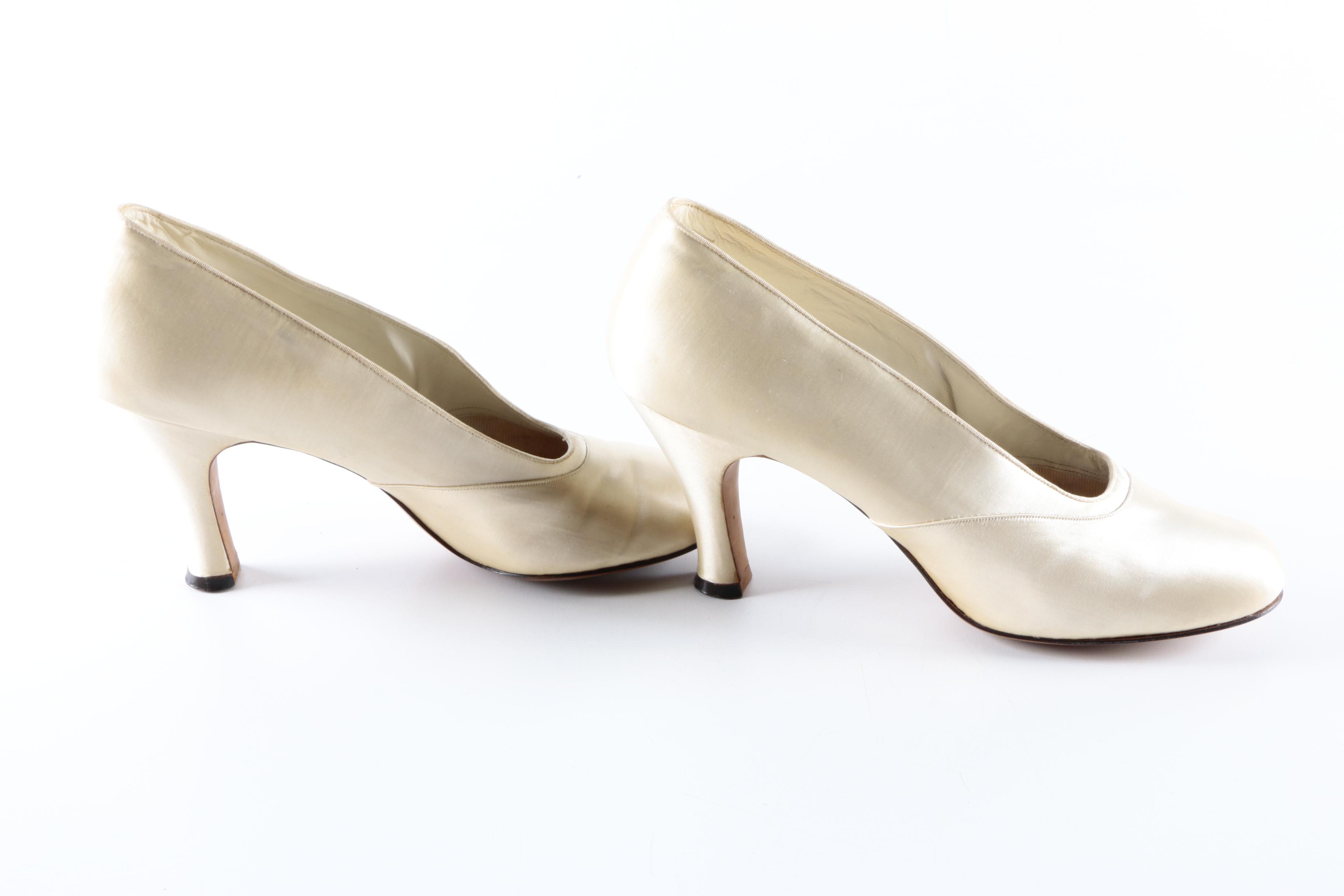 Vintage Ivory Satin Pumps
