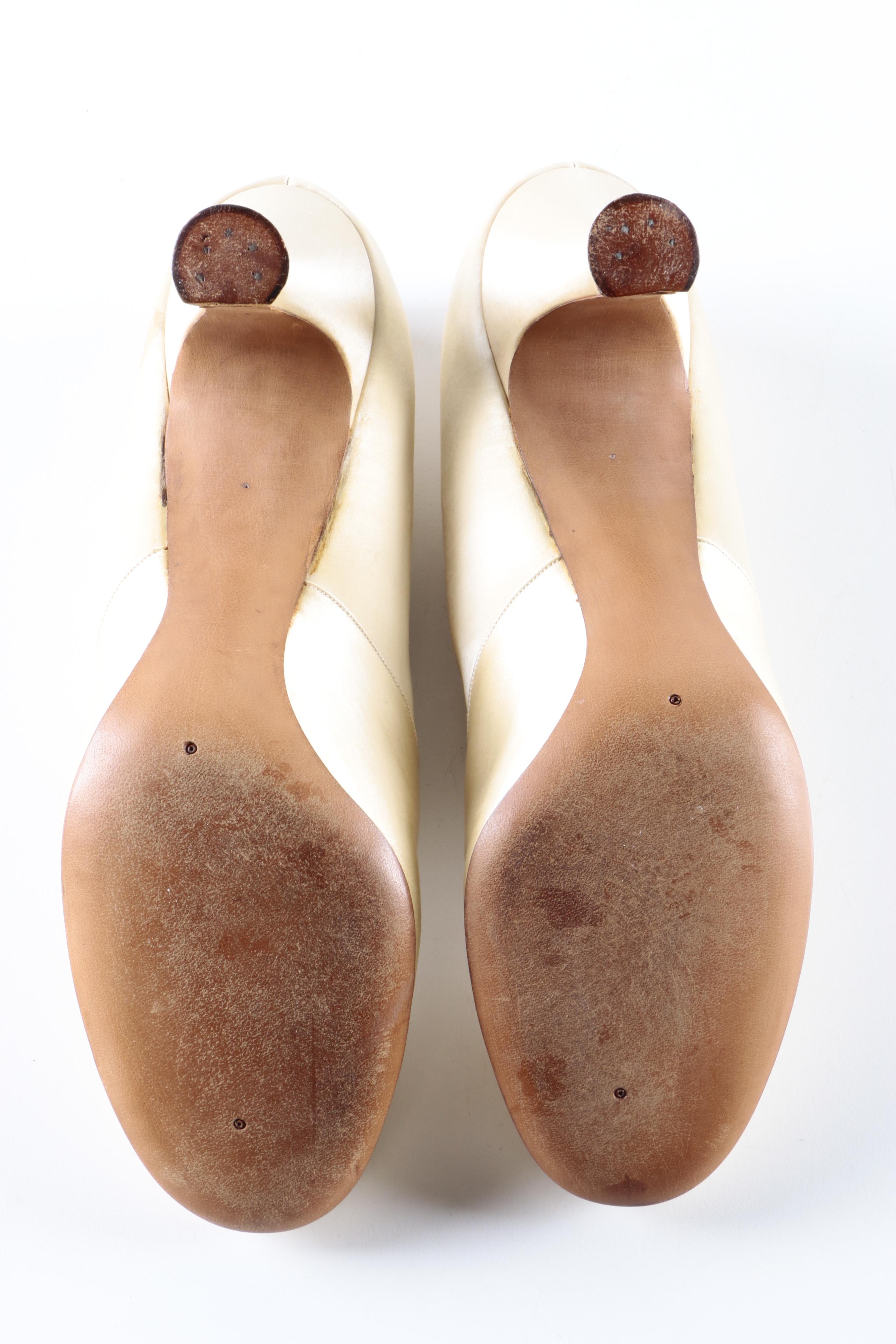 Vintage Ivory Satin Pumps