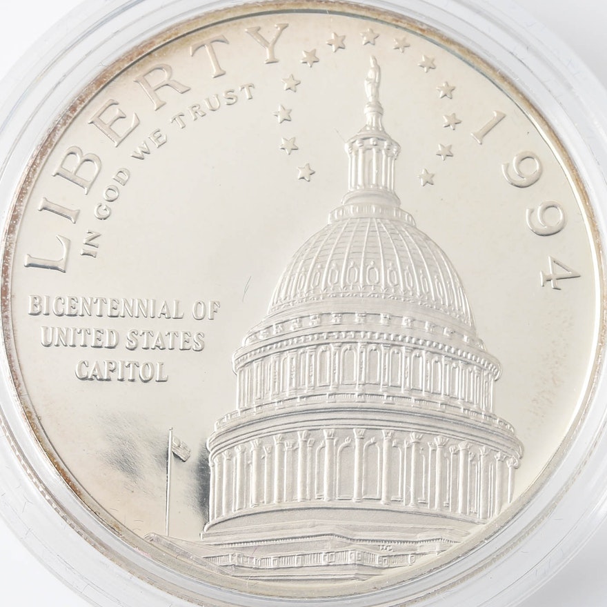1994 S U.S. Capitol Bicentennial Commemorative $1 Silver Proof Coin