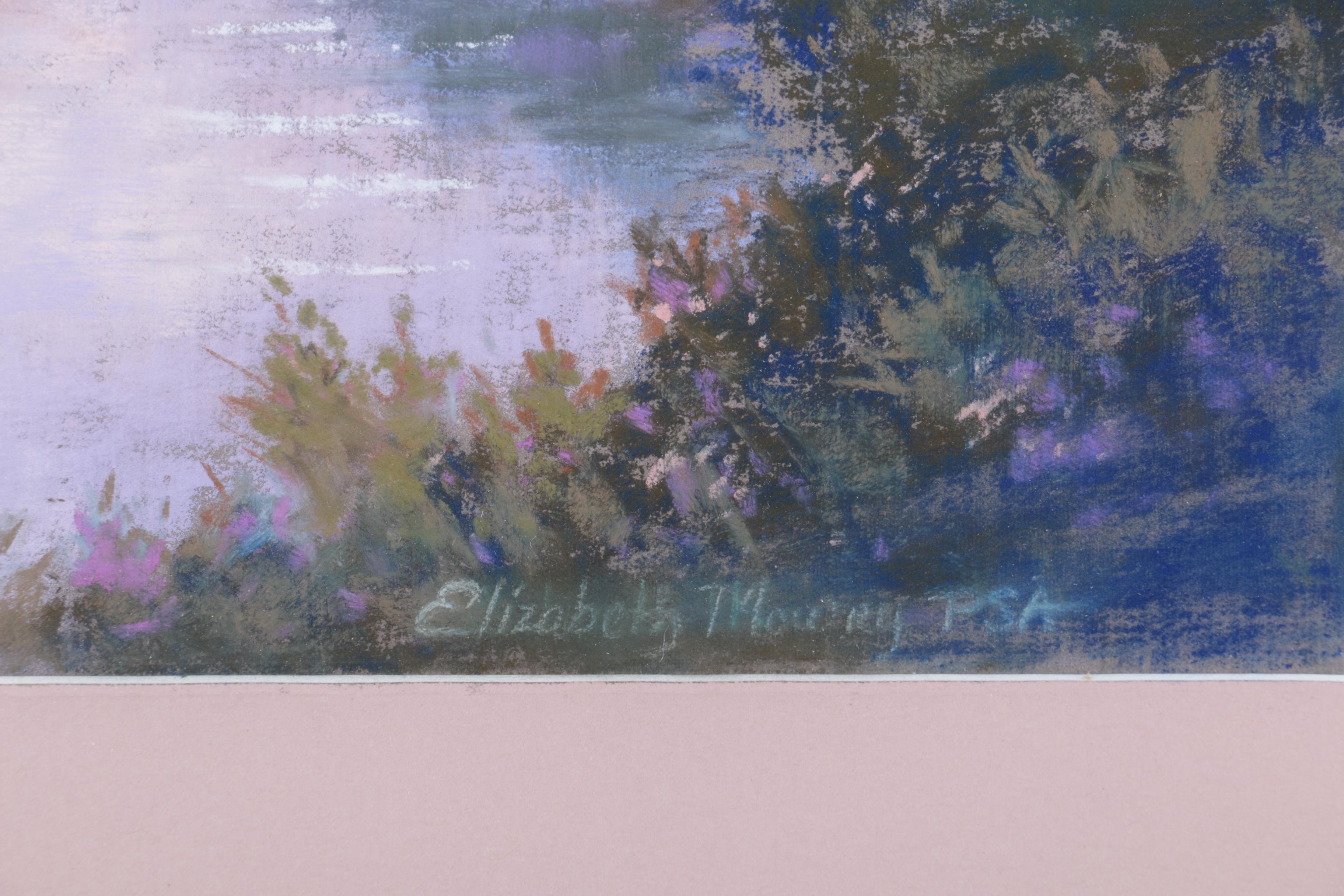 Elizabeth Mowry Pastel Drawing on Paper of a Lake