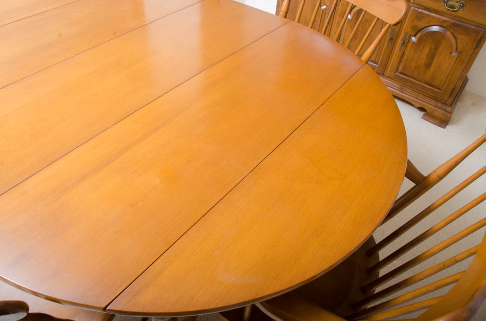 Mid Century Maple Table with Windsor Style Chairs by Conant Ball Furniture