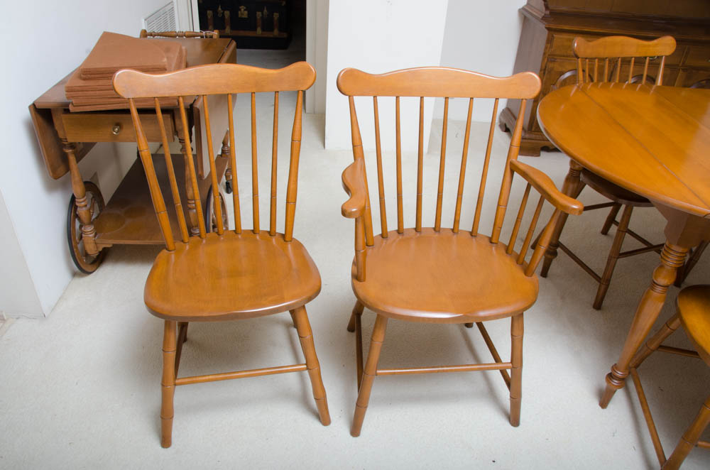 Mid Century Maple Table with Windsor Style Chairs by Conant Ball Furniture
