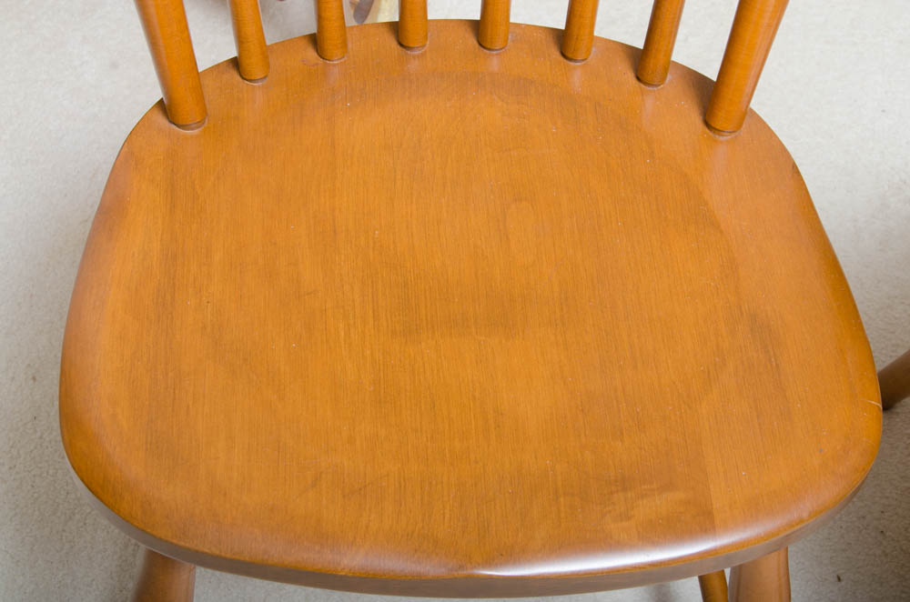 Mid Century Maple Table with Windsor Style Chairs by Conant Ball Furniture