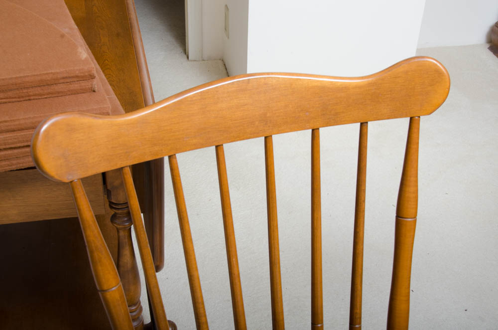 Mid Century Maple Table with Windsor Style Chairs by Conant Ball Furniture