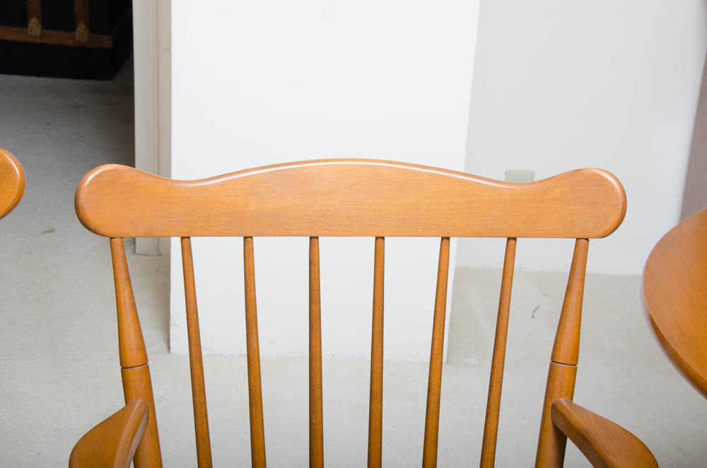 Mid Century Maple Table with Windsor Style Chairs by Conant Ball Furniture