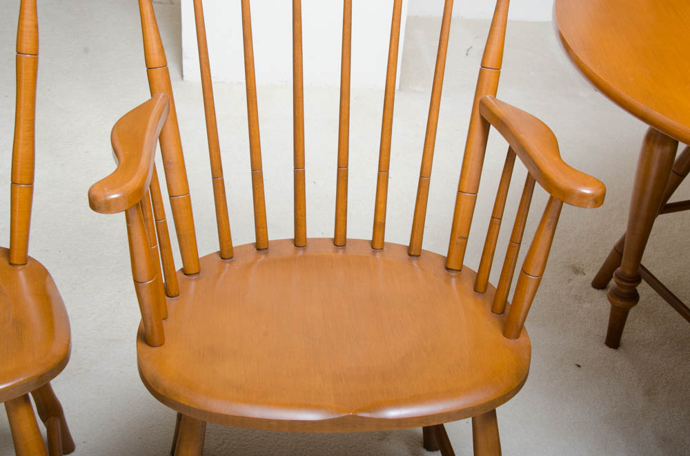 Mid Century Maple Table with Windsor Style Chairs by Conant Ball Furniture