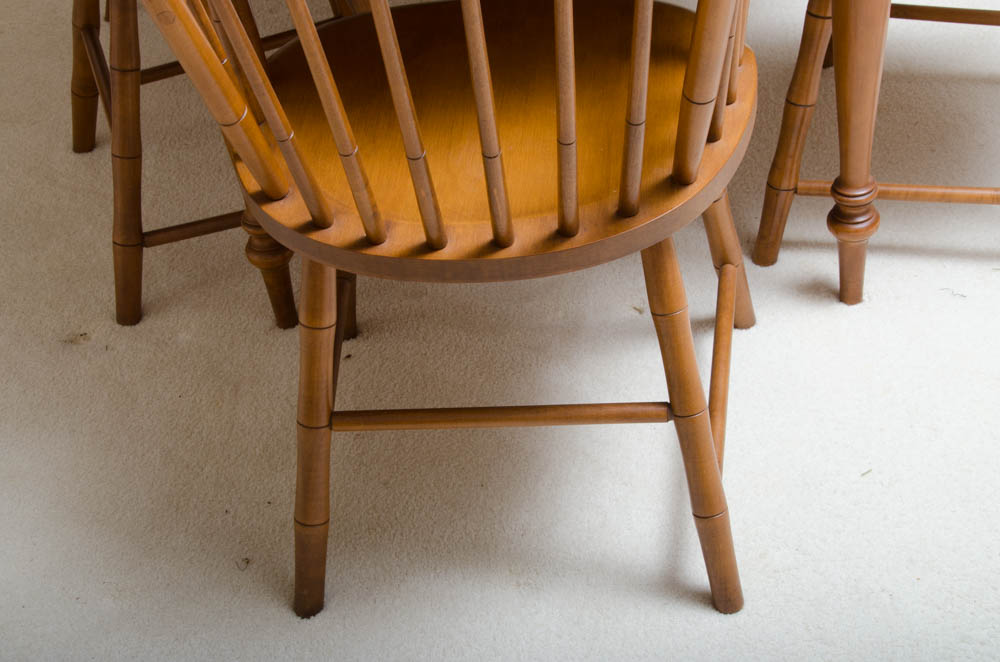 Mid Century Maple Table with Windsor Style Chairs by Conant Ball Furniture
