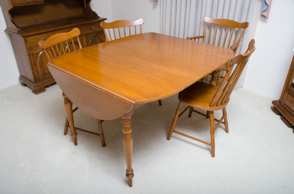 Mid Century Maple Table with Windsor Style Chairs by Conant Ball Furniture