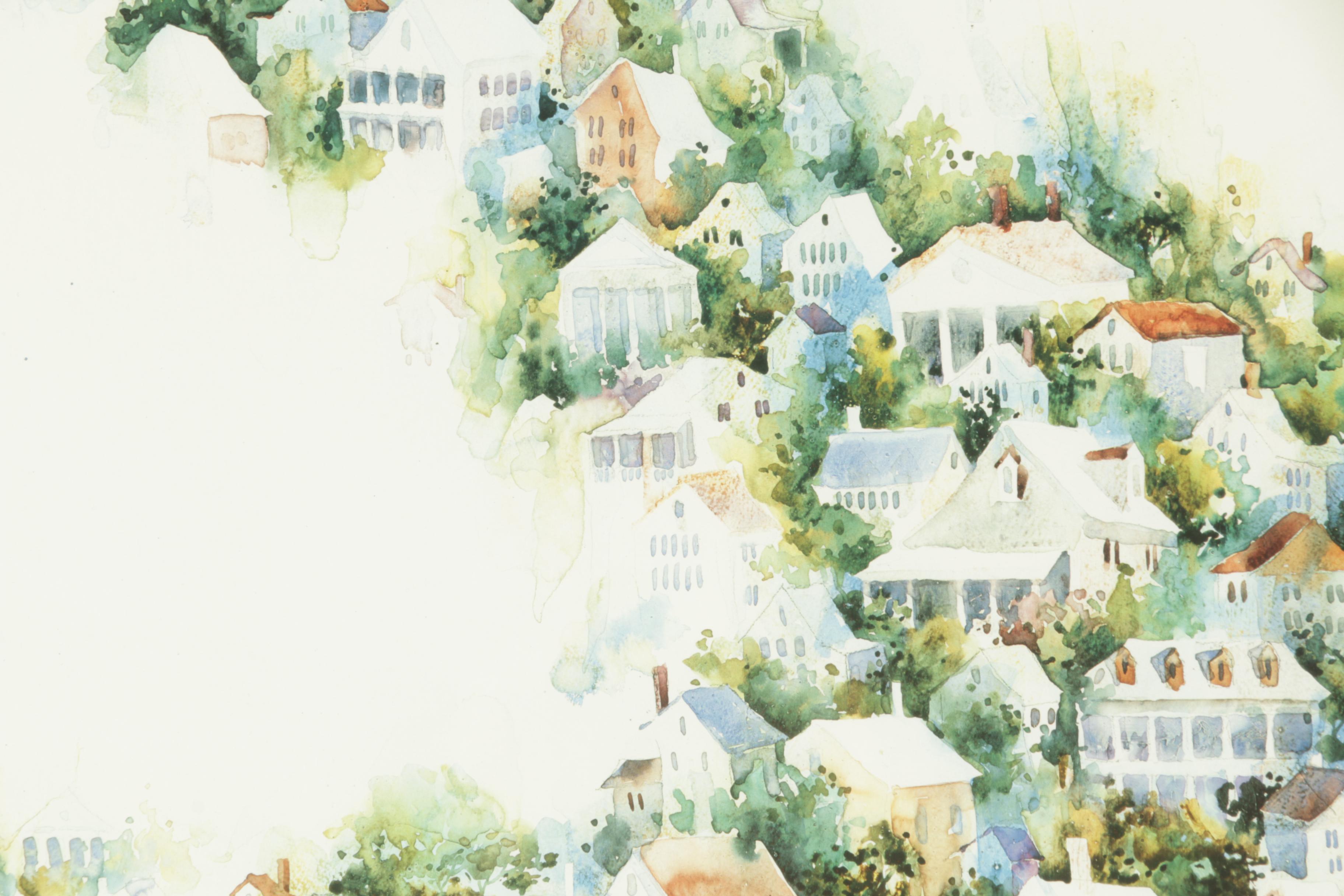 Victoria Platt Ellis Artist Proof Limited Edition Offset Lithograph of Houses