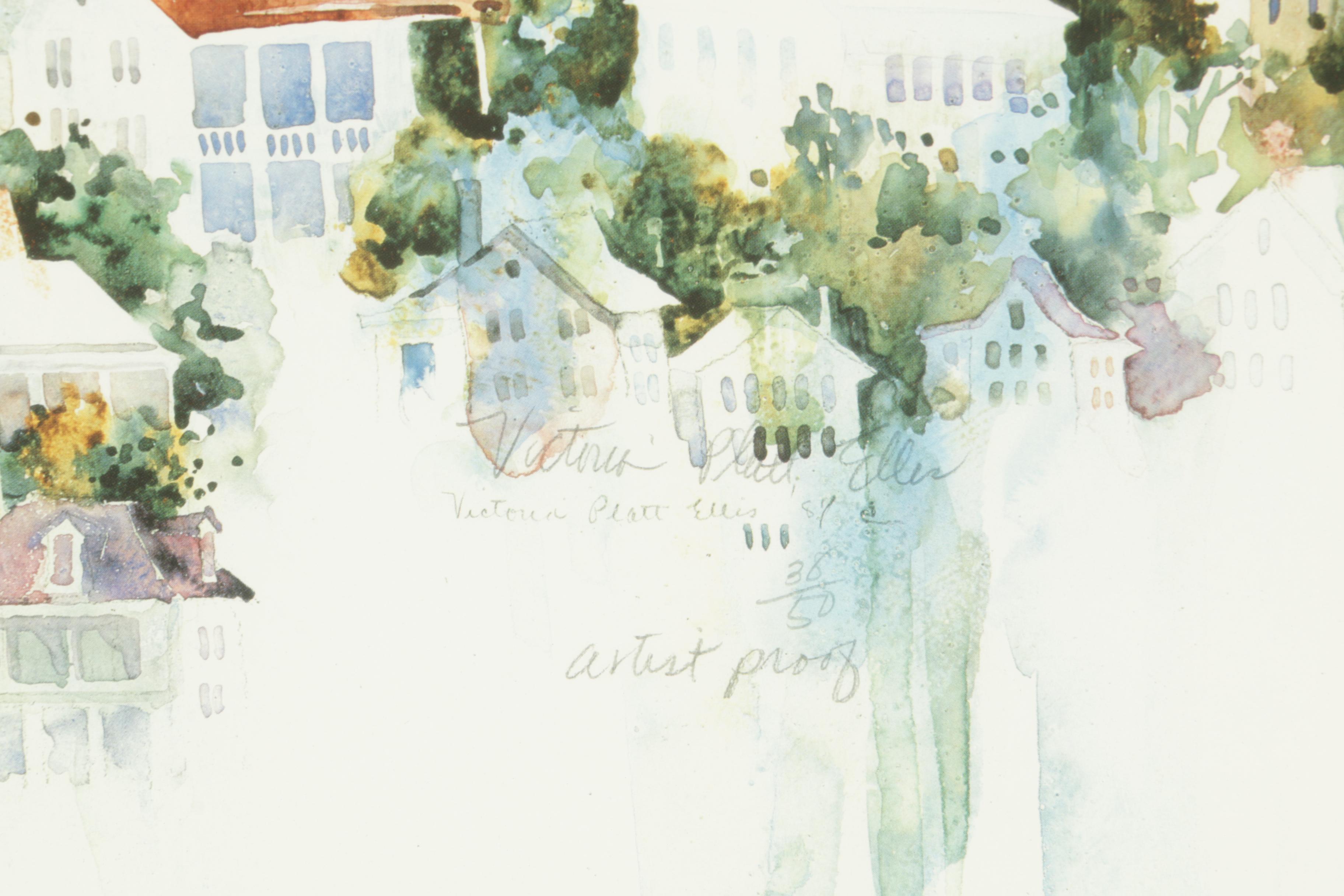 Victoria Platt Ellis Artist Proof Limited Edition Offset Lithograph of Houses