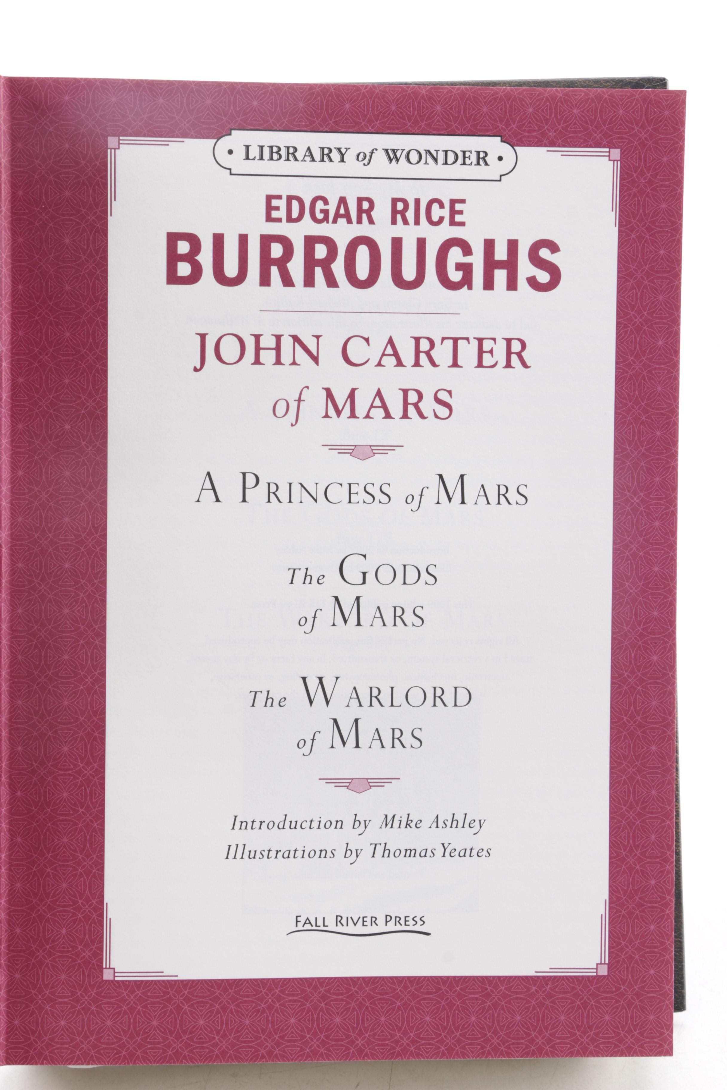 Edgar Rice Burroughs Books Including 2009 Illustrated "John Carter of Mars"