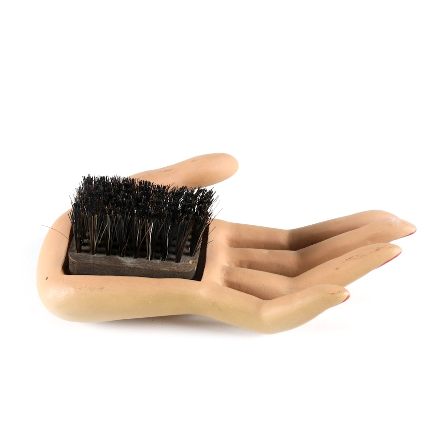 Red Nail Mannequin Hand with Brush