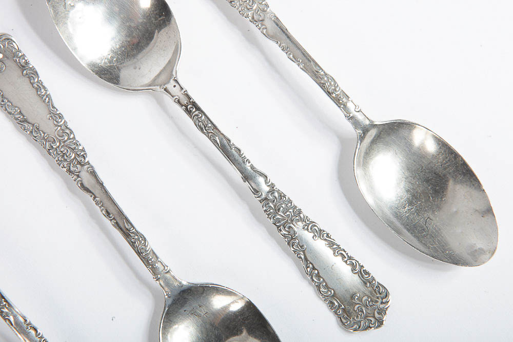 Vintage Sterling Silver Scroll Pattern Teaspoons