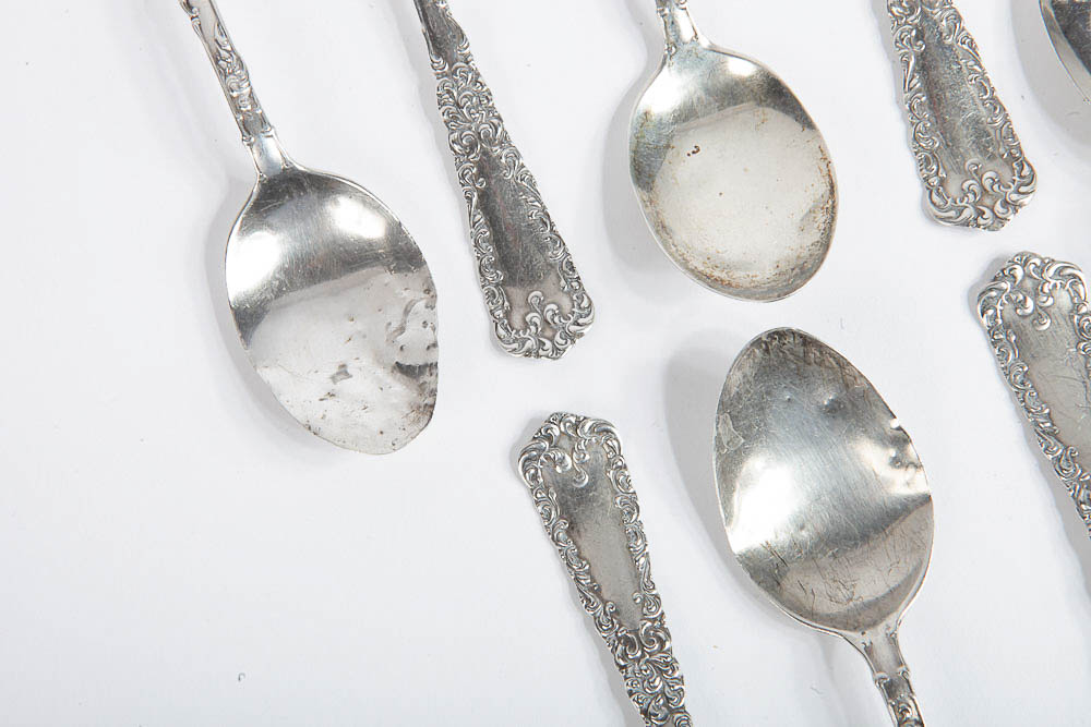 Vintage Sterling Silver Scroll Pattern Teaspoons
