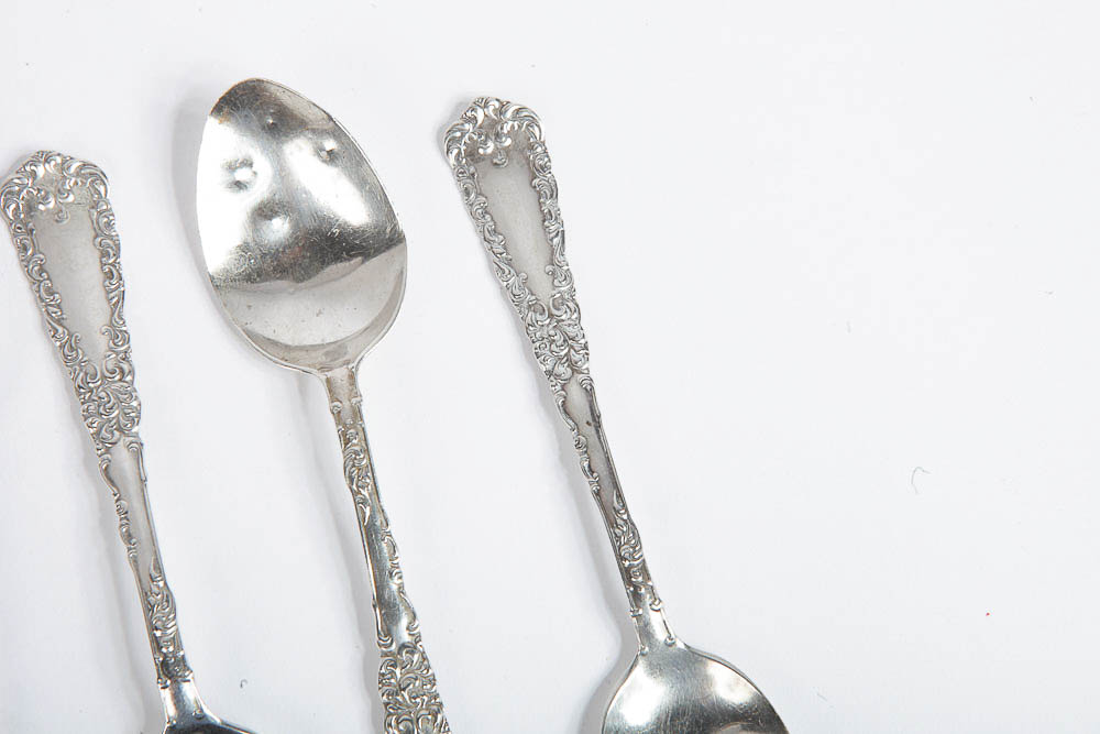 Vintage Sterling Silver Scroll Pattern Teaspoons