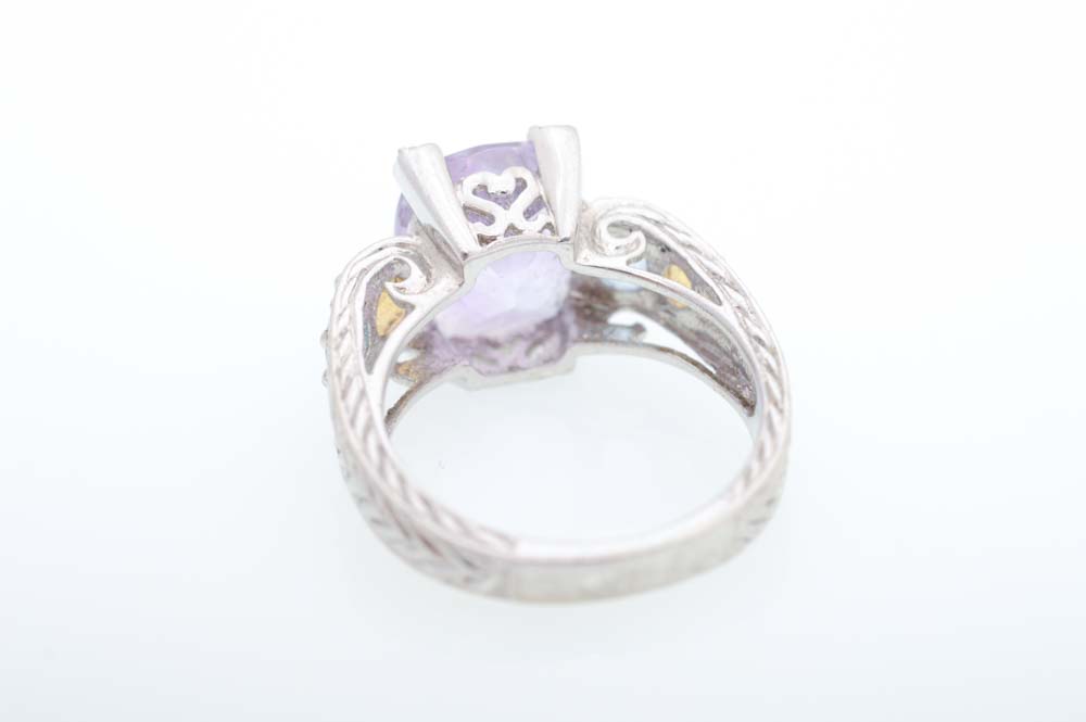Sterling Silver Amethyst, Citrine, and Blue Topaz Ring