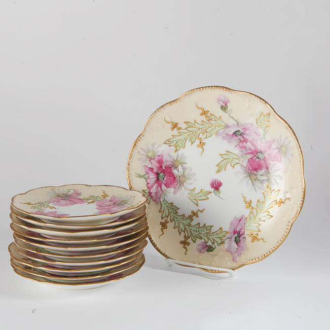 Antique Hand-Painted A. Klingenberg Limoges Porcelain Plates