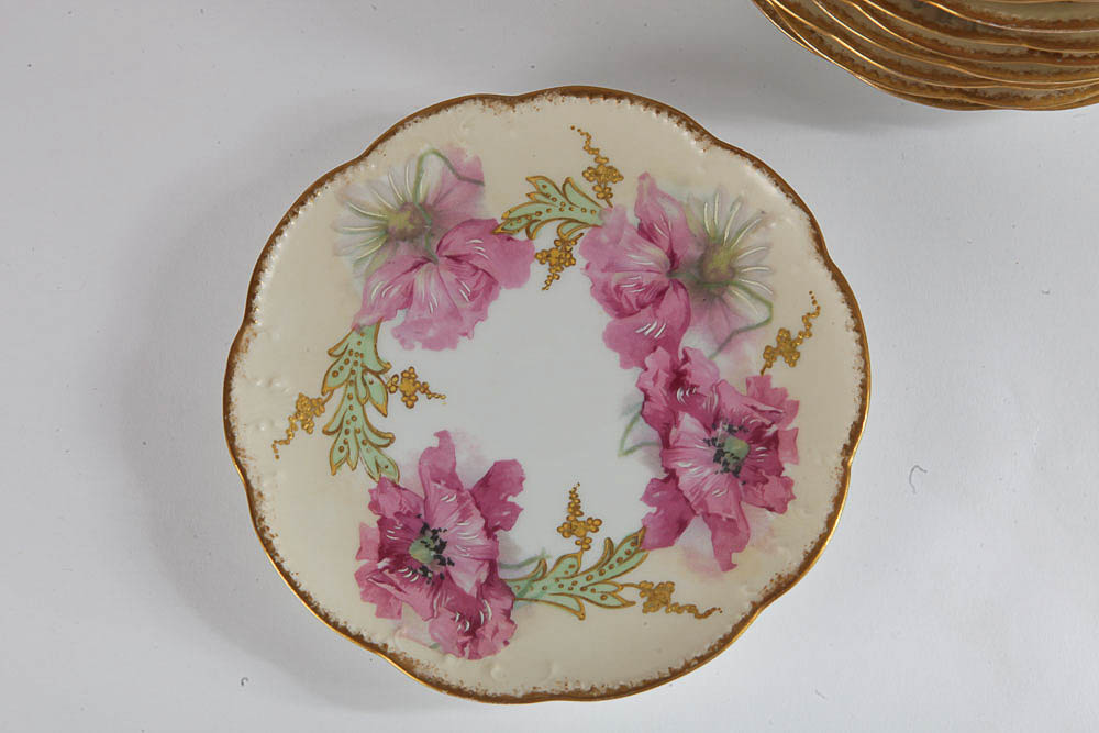 Antique Hand-Painted A. Klingenberg Limoges Porcelain Plates