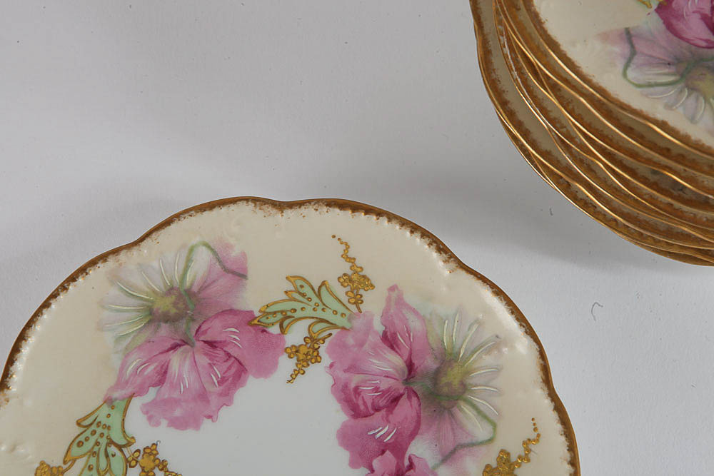 Antique Hand-Painted A. Klingenberg Limoges Porcelain Plates