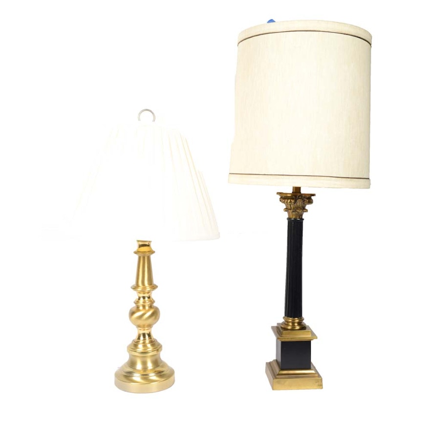 Two Vintage Brass Table Lamps