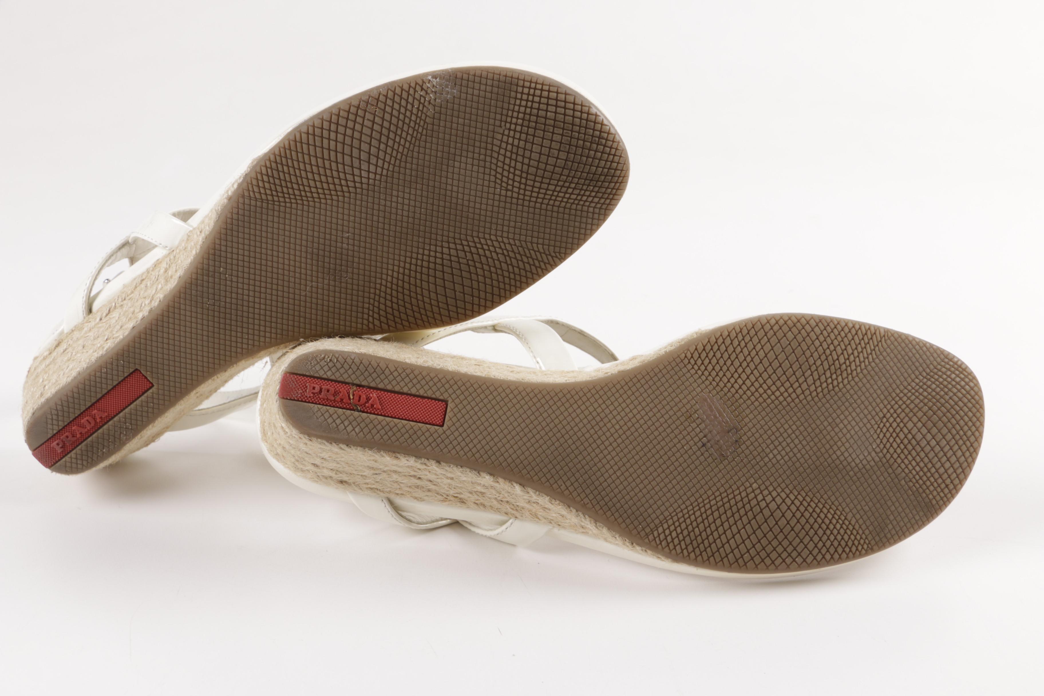 Prada Wedge Sandals with Rhinestones