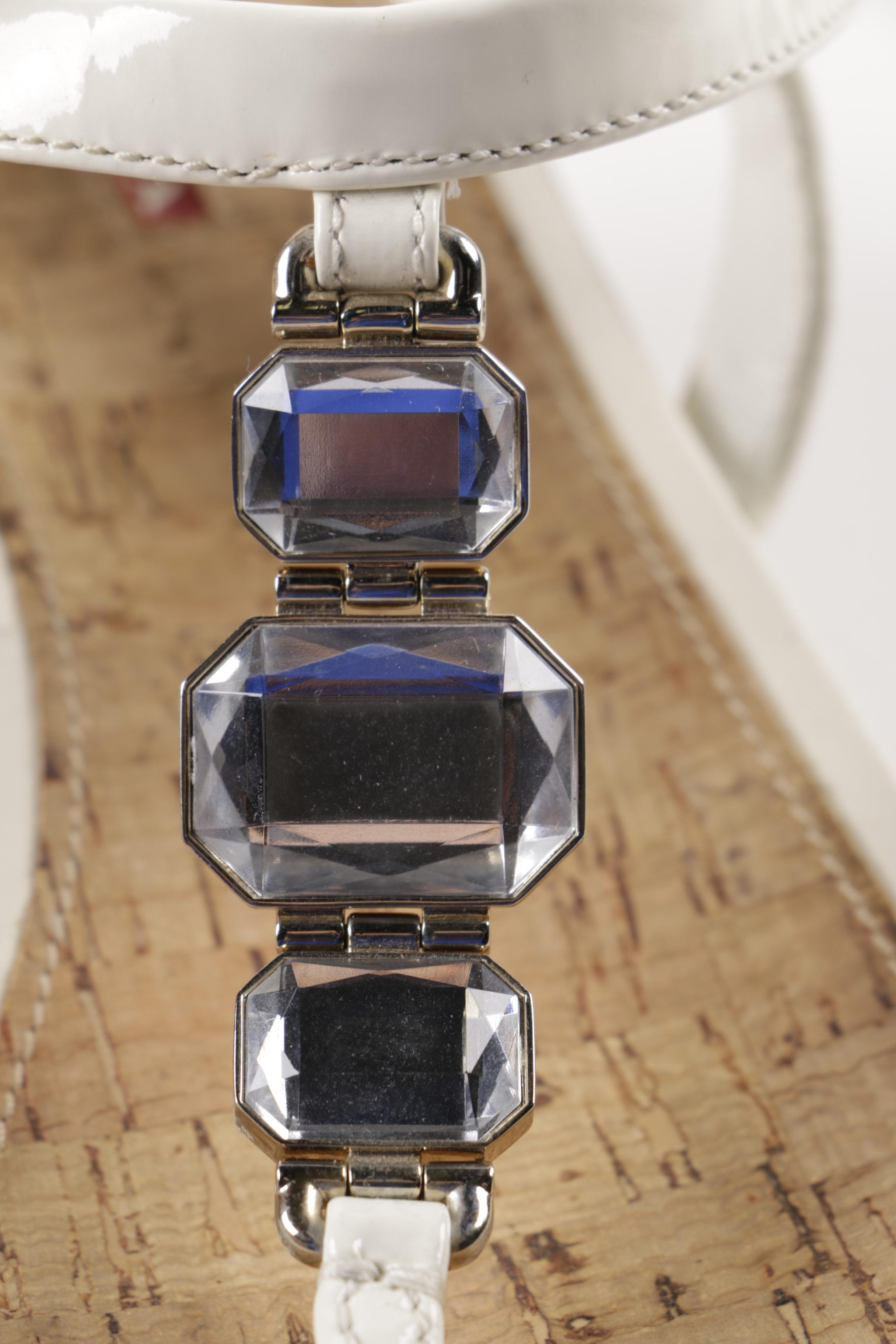 Prada Wedge Sandals with Rhinestones