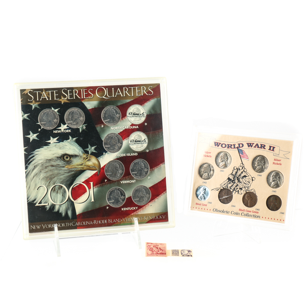 Vintage United States Coin, Currency and Stamps