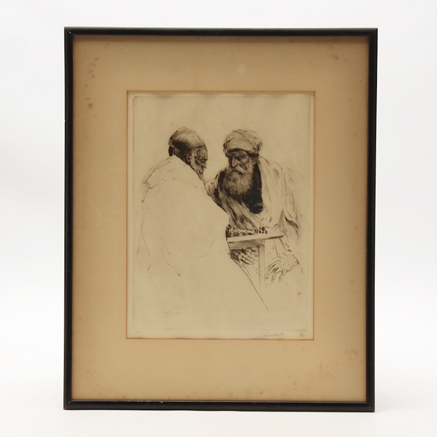 Paul Ashbrook Limited Edition Etching "The Chess Players"