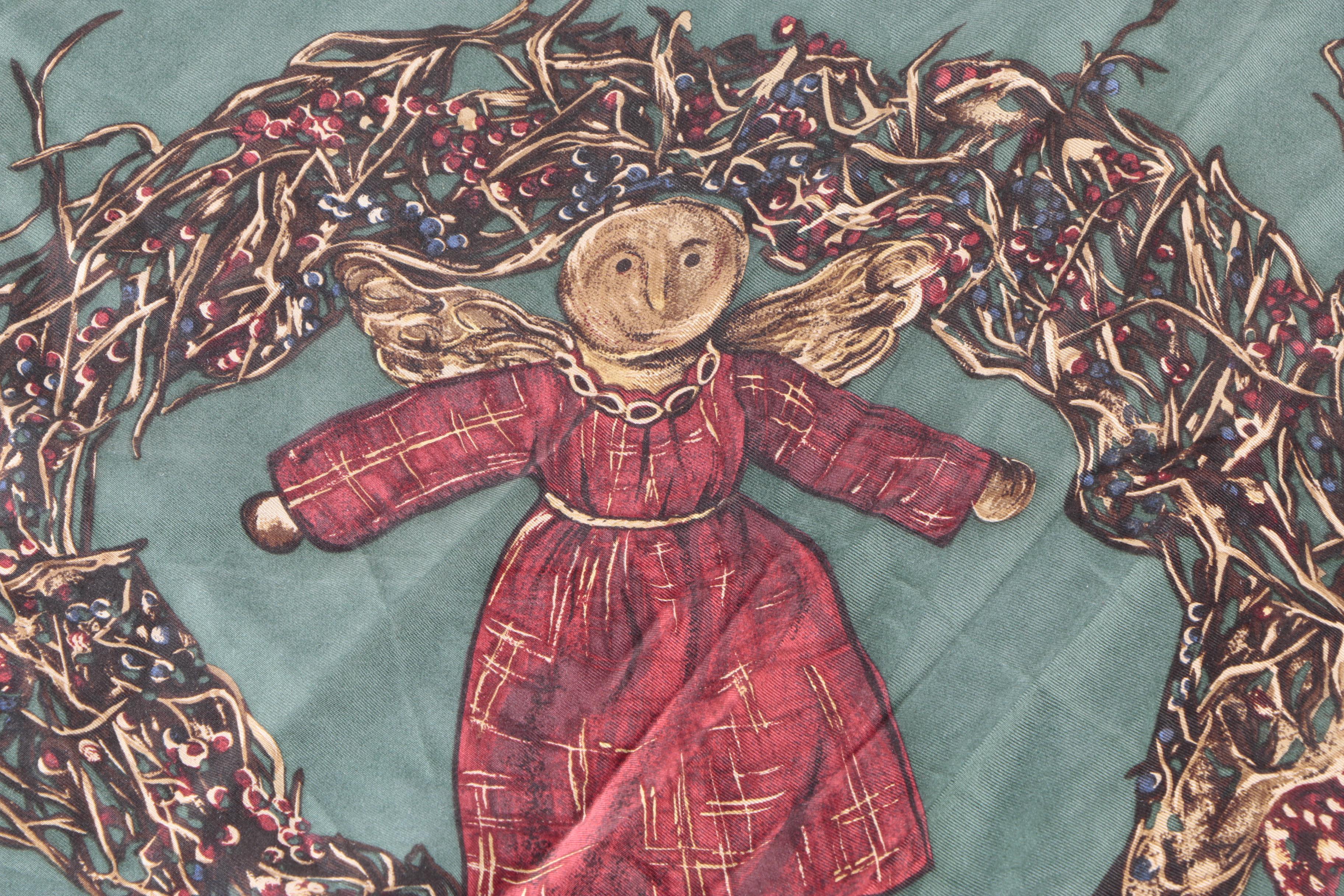 Ralph Lauren Silk Twill Christmas Themed Scarf