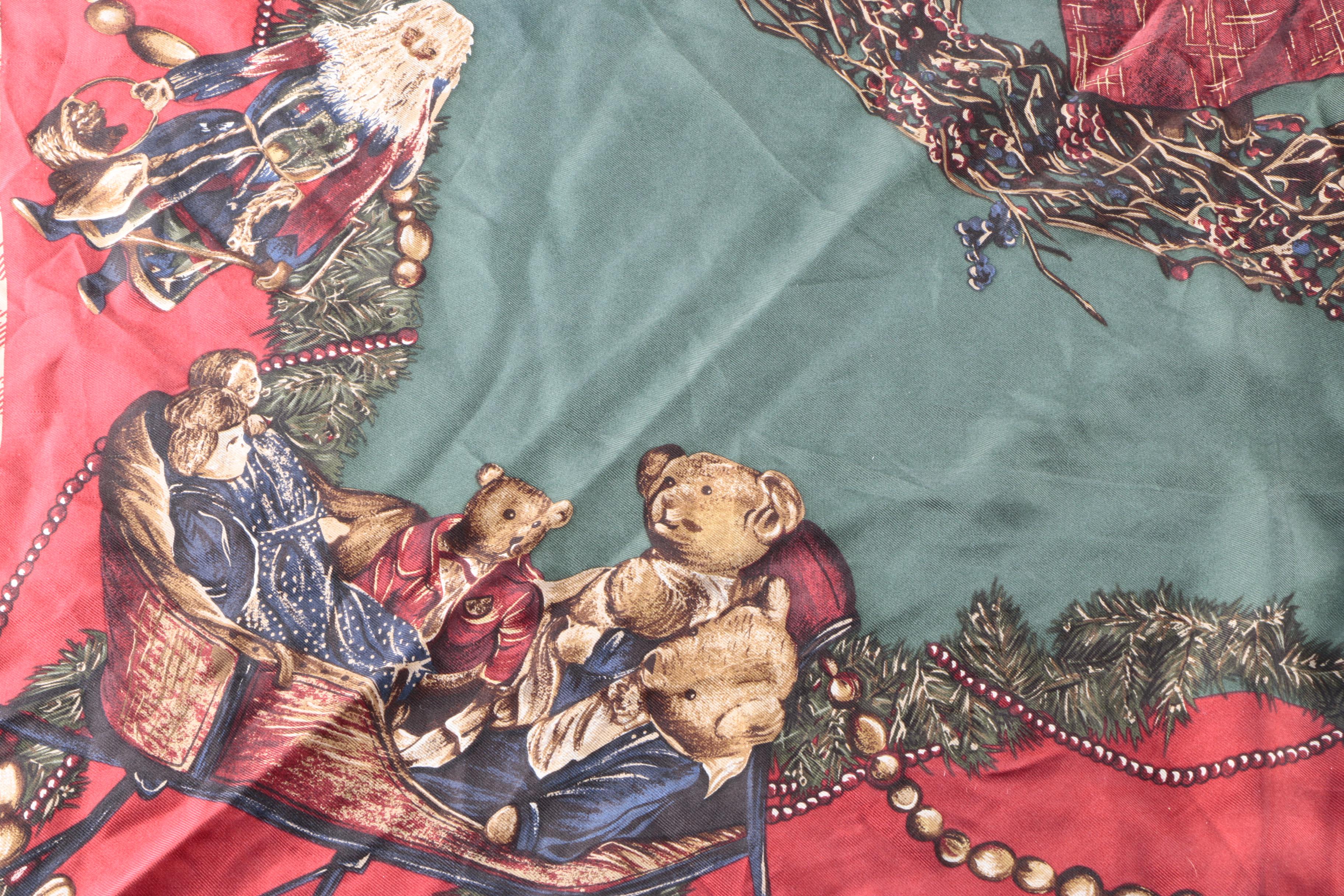 Ralph Lauren Silk Twill Christmas Themed Scarf