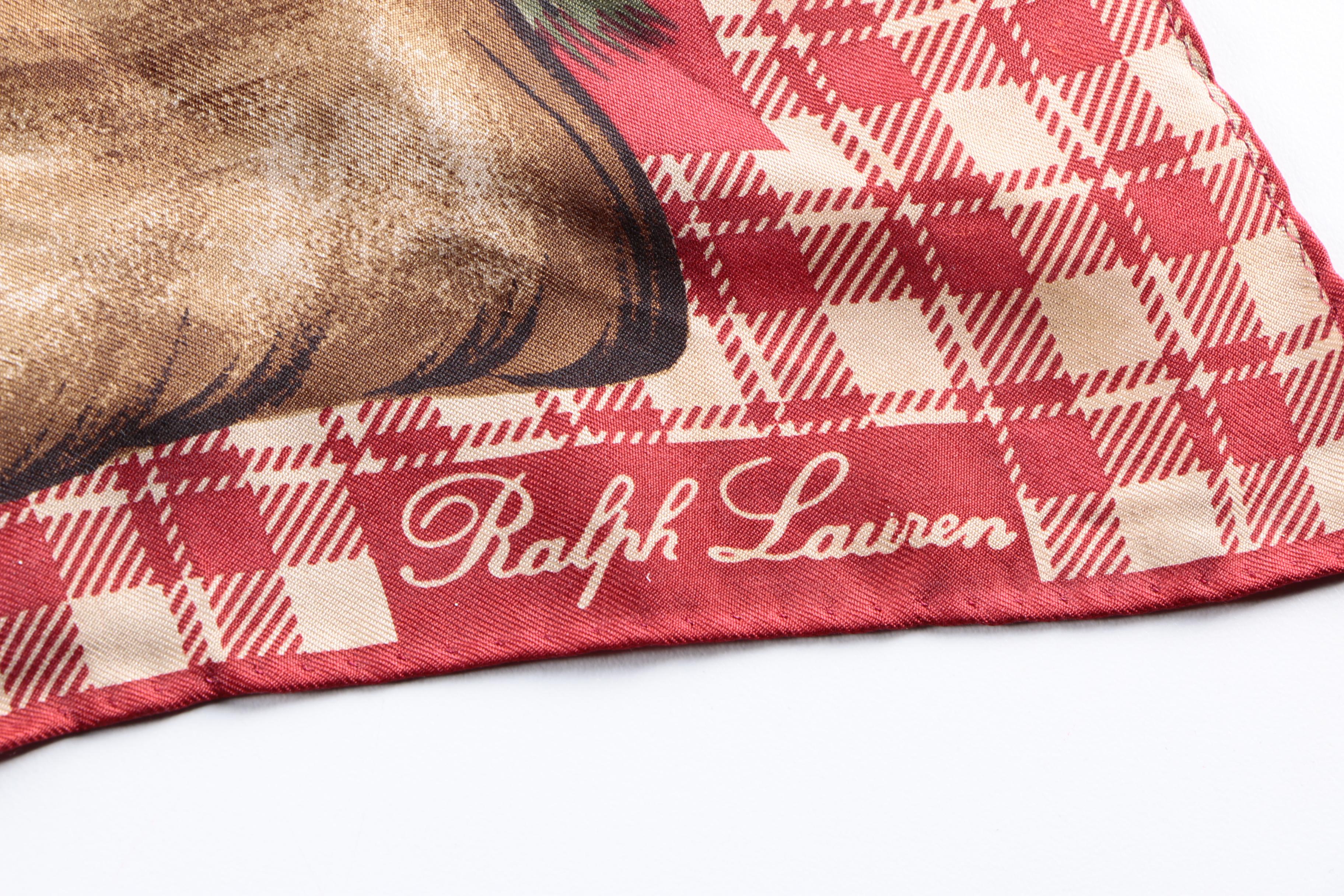 Ralph Lauren Silk Twill Christmas Themed Scarf