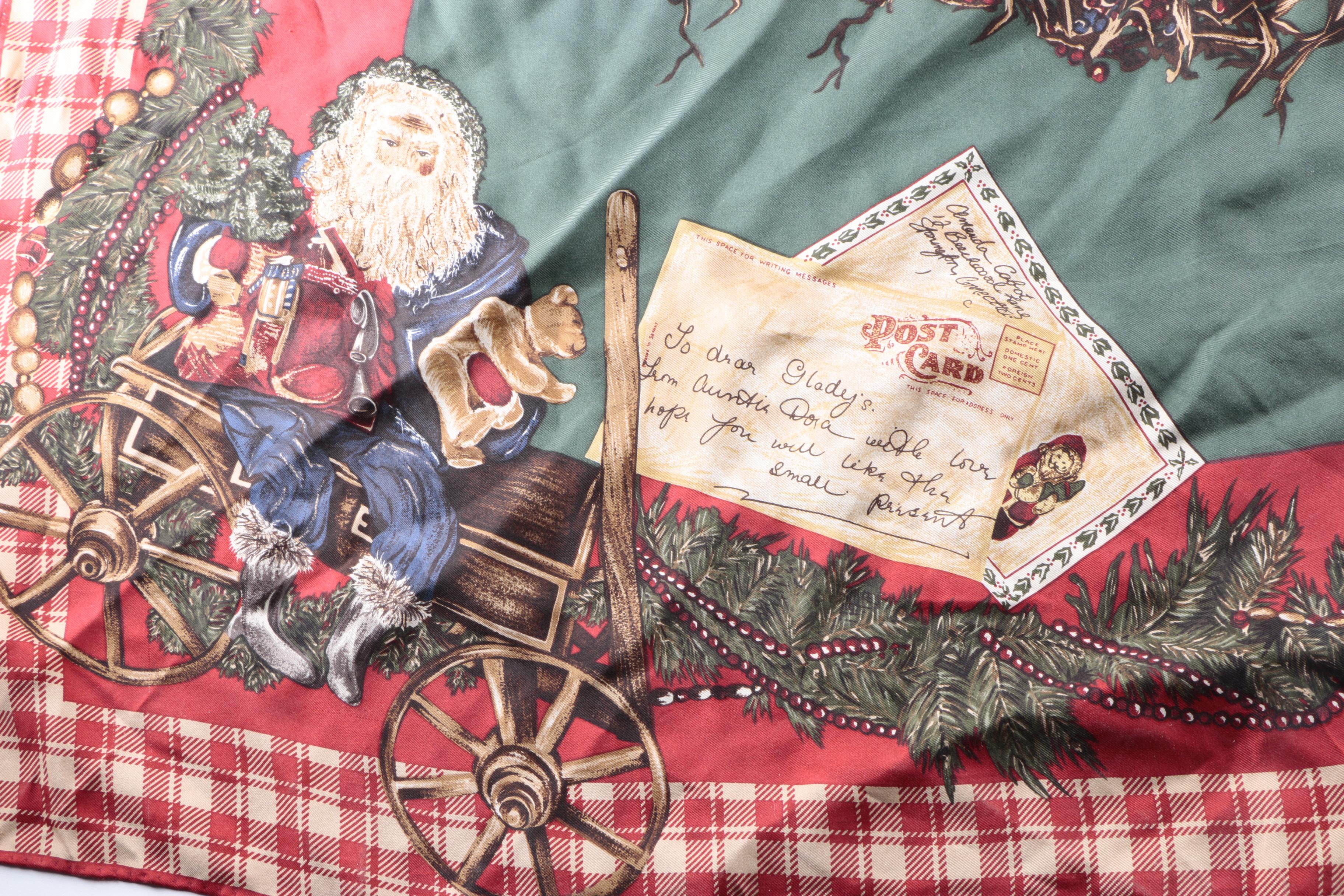 Ralph Lauren Silk Twill Christmas Themed Scarf