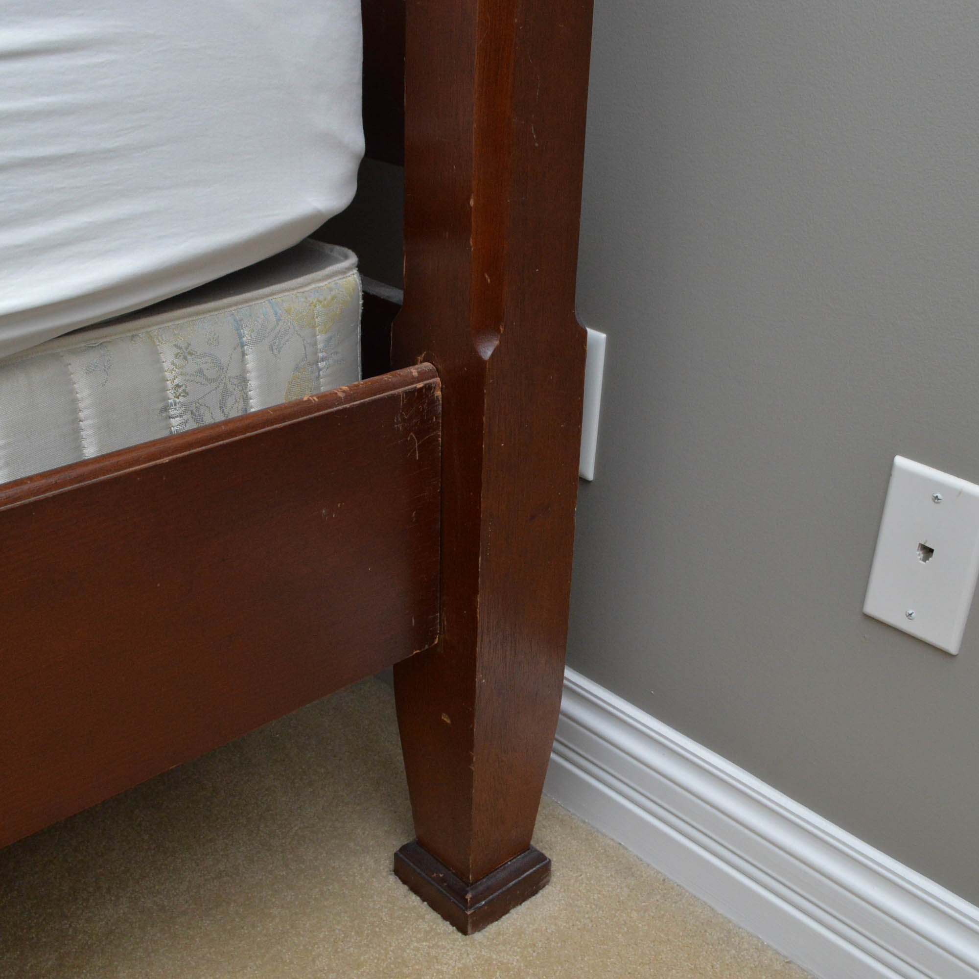 Federal Style Four Poster Queen Size Bed Frame