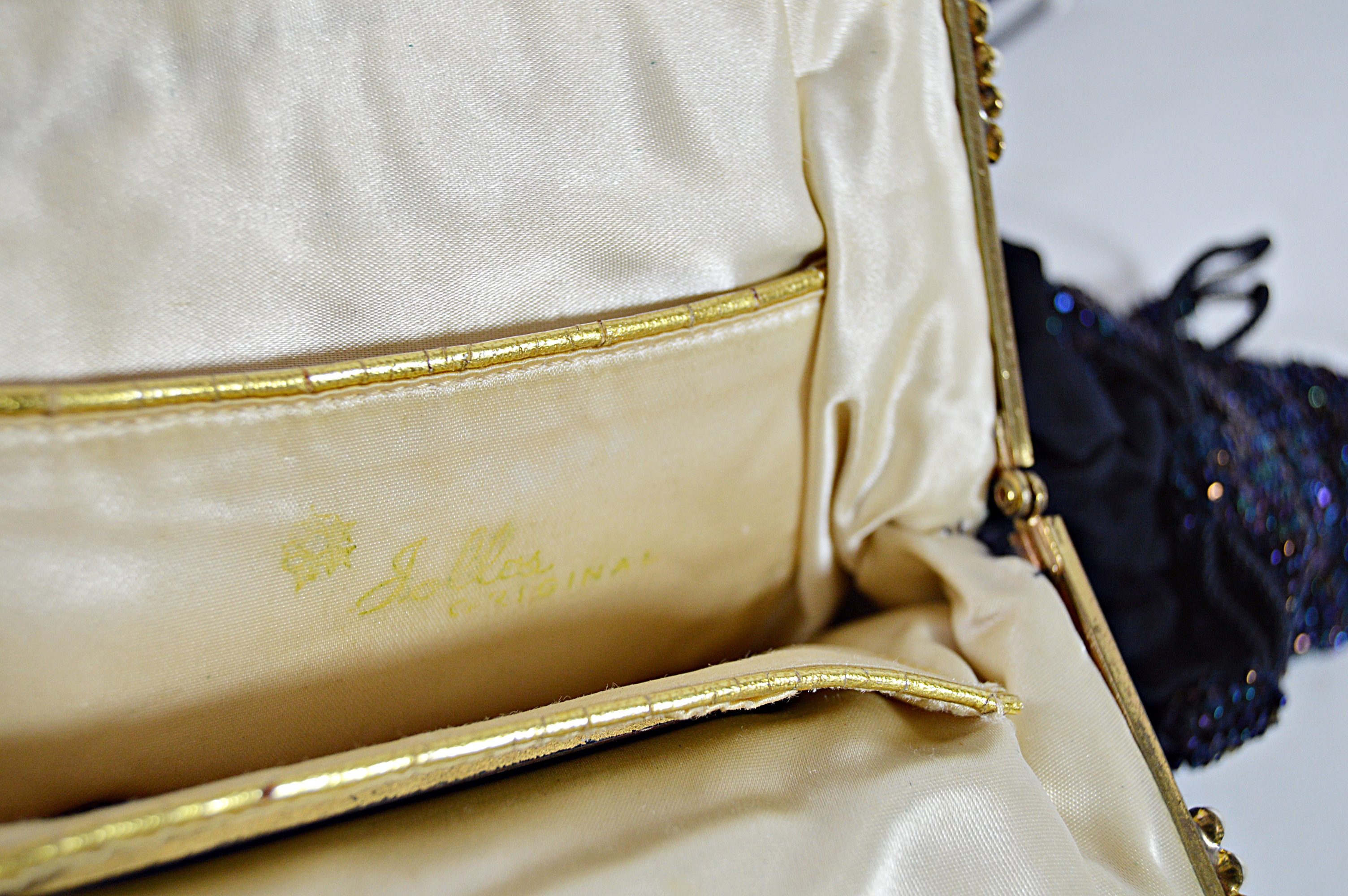 Vintage Navy Blue Beaded and Mesh Bags with Whiting and Davis