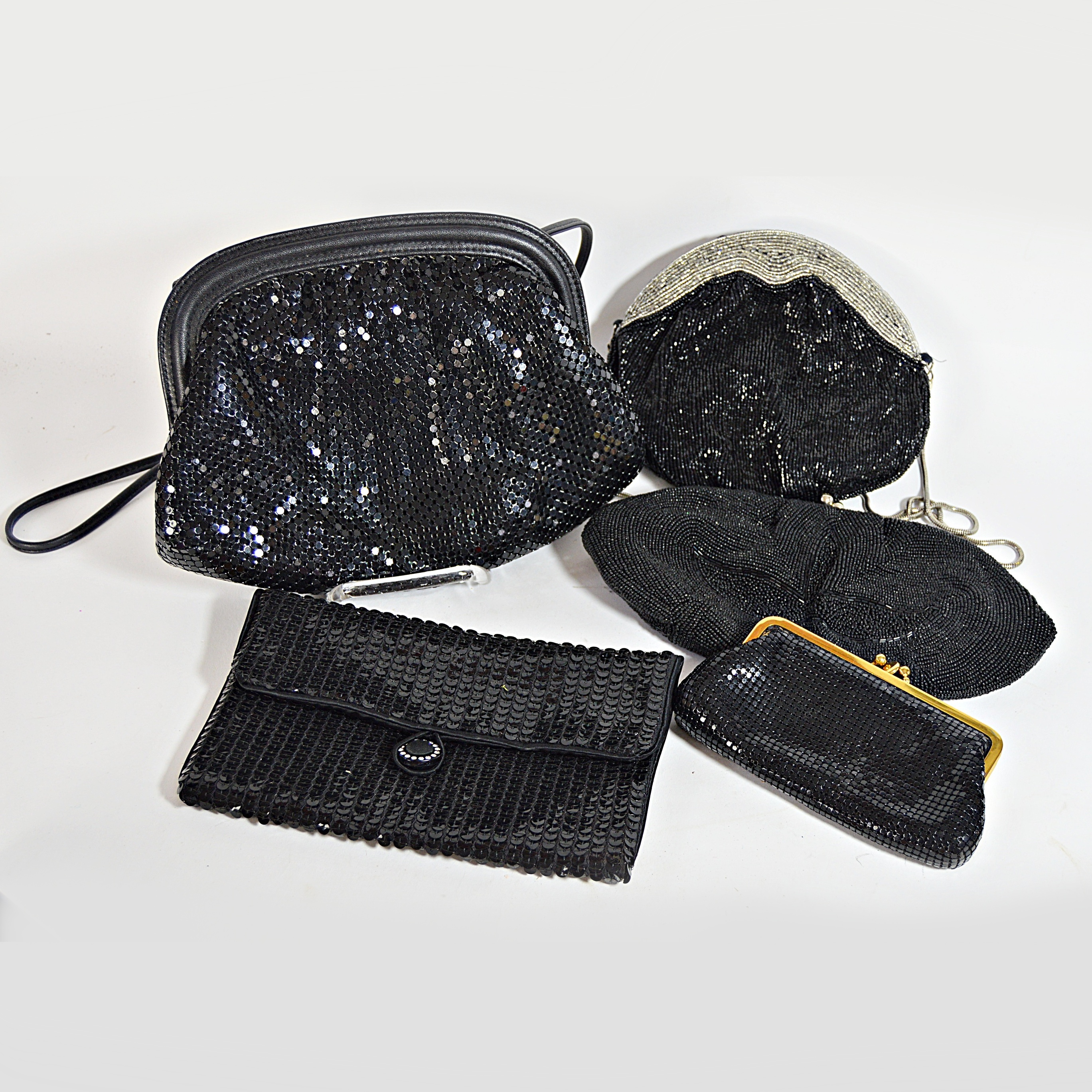 Vintage Black Mesh and Beaded Bags with Whiting and Davis