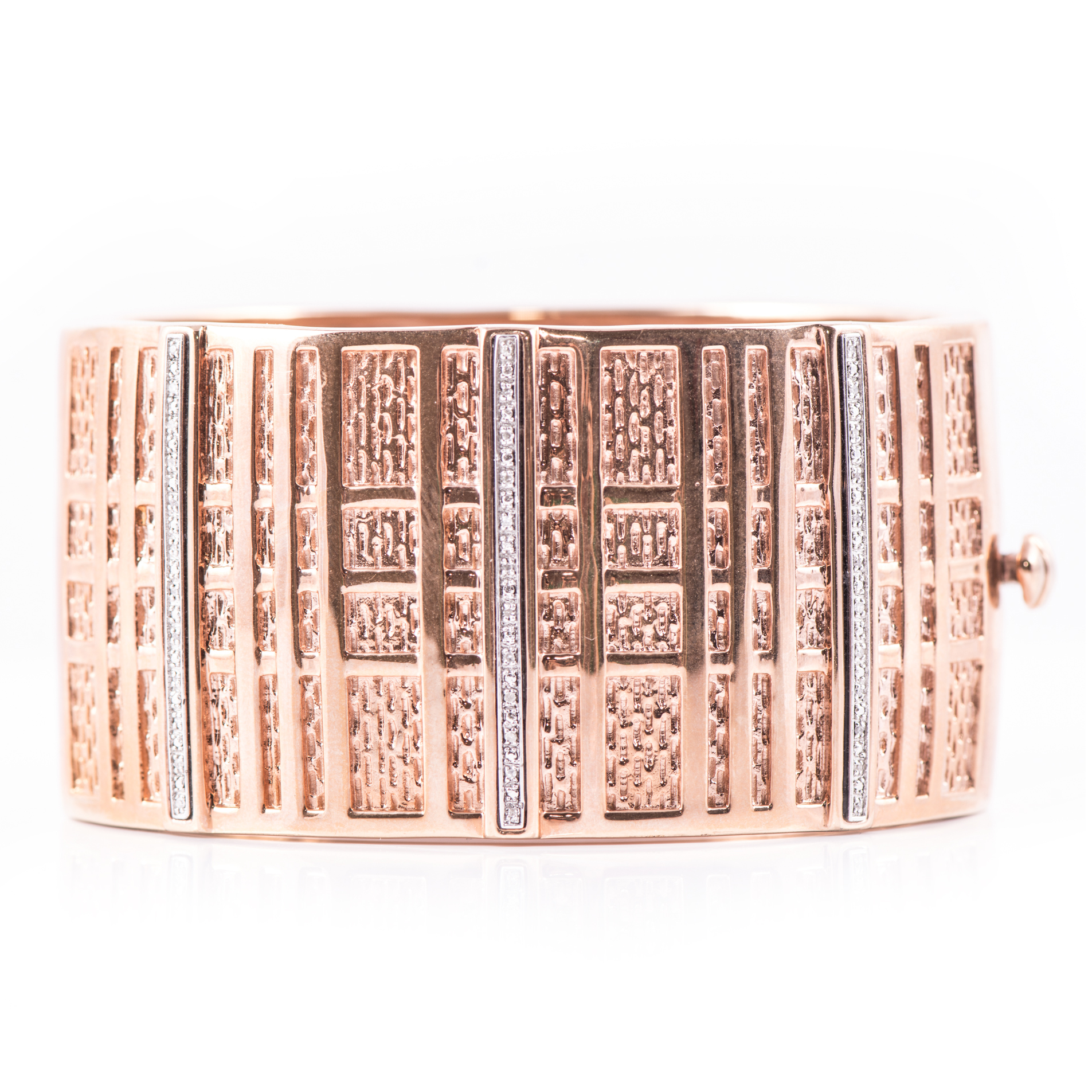 Rose Gold Over Sterling Silver Diamond Bangle Bracelet