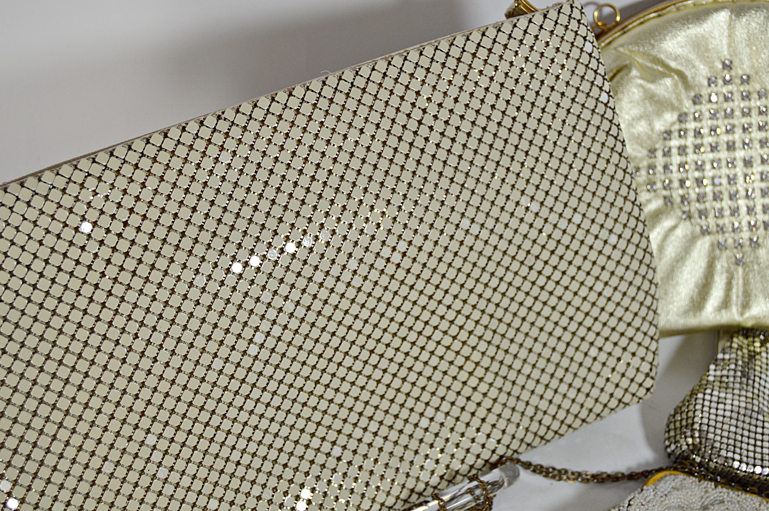 Vintage Cream and Silver Mesh and Beaded Bags with French, Art Deco