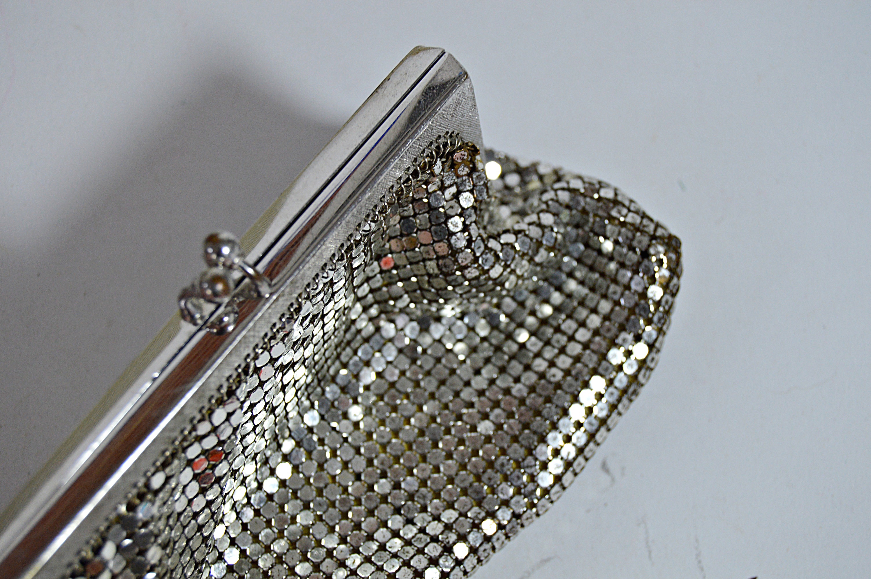 Vintage Cream and Silver Mesh and Beaded Bags with French, Art Deco