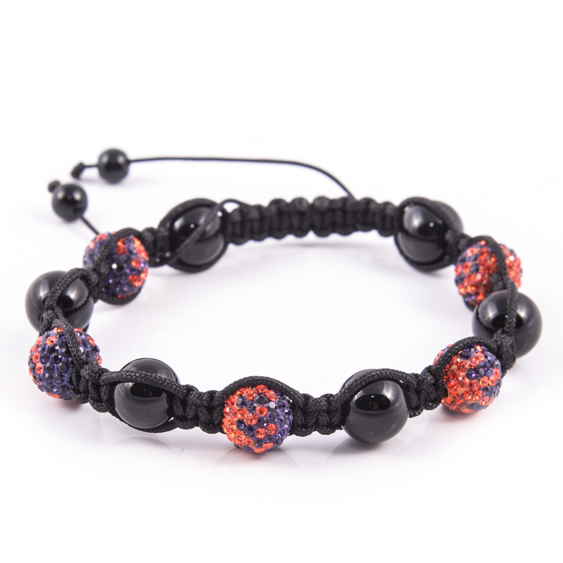 Sterling Silver Beaded "Clemson" Crystal Bracelet