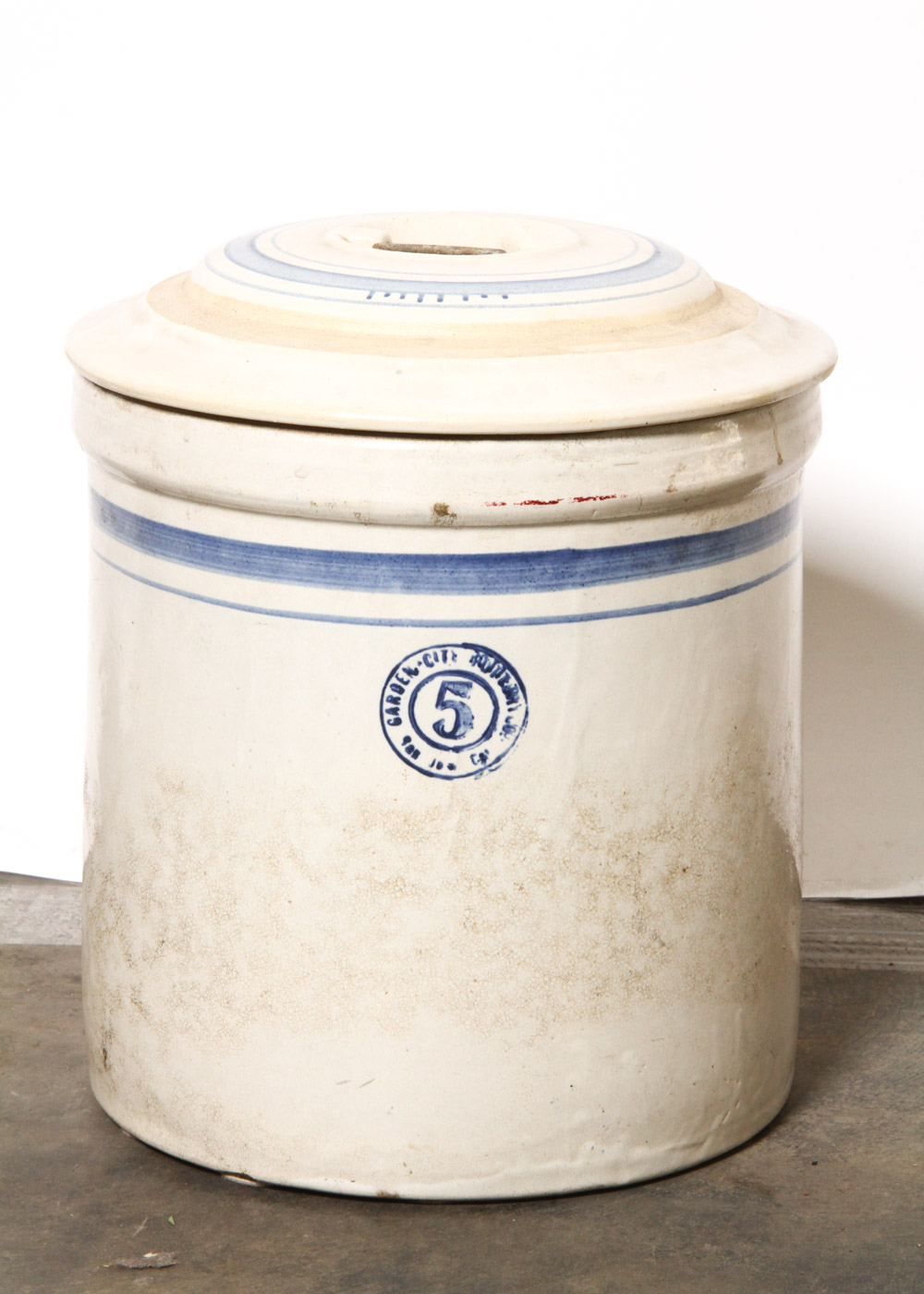 Collection of Three Vintage Garden City Pottery Company Stoneware Crocks